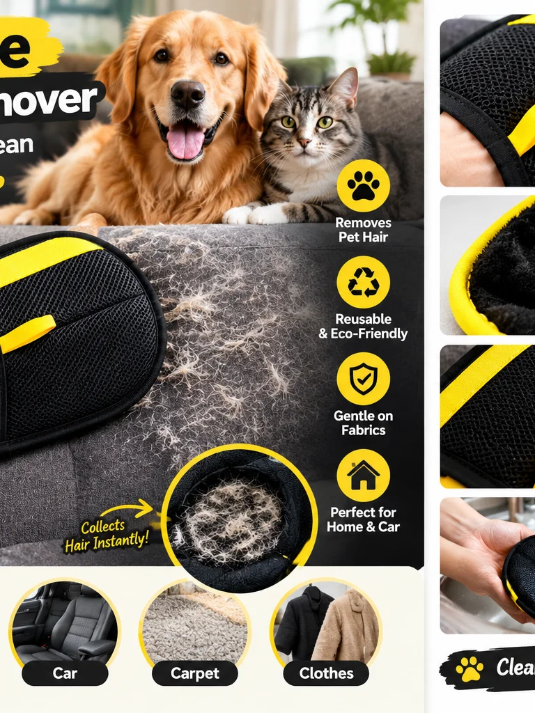 Pet Grooming Gloves – 4-Piece Set for Dog & Cat Hair Removal product image (2)
