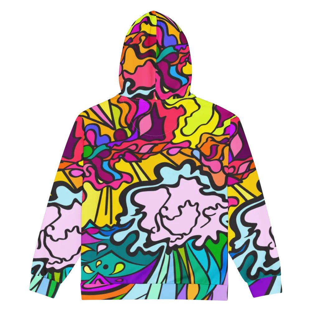 Vibrant Swirls Recycled Zip Hoodie - Wave at Sunset product image (2)