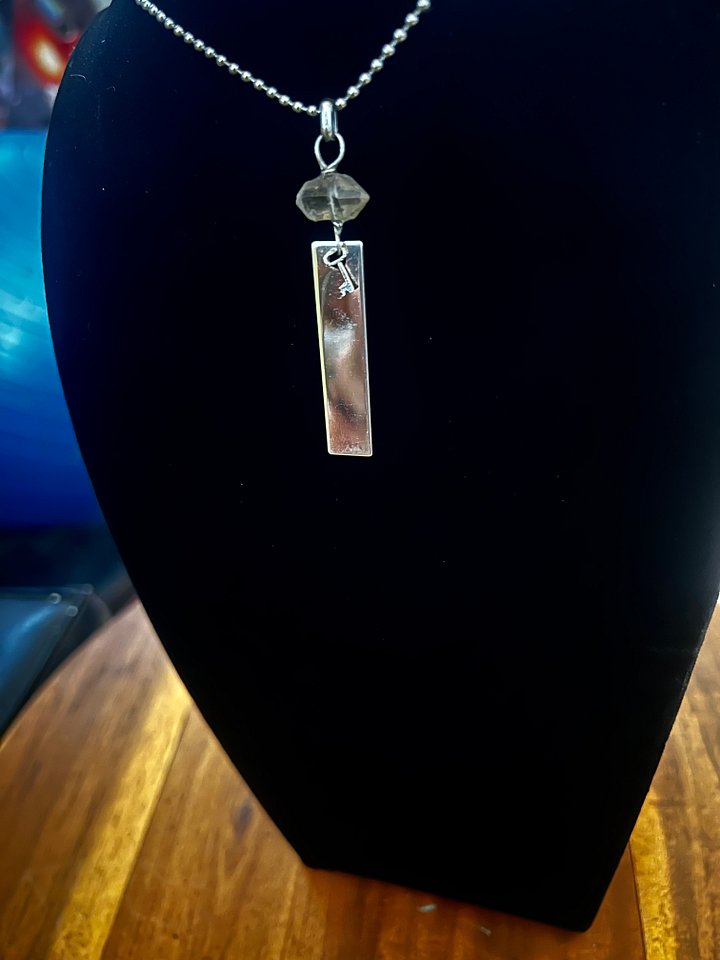 Herkimer, tiny Skeleton Key and bar necklace product image (1)