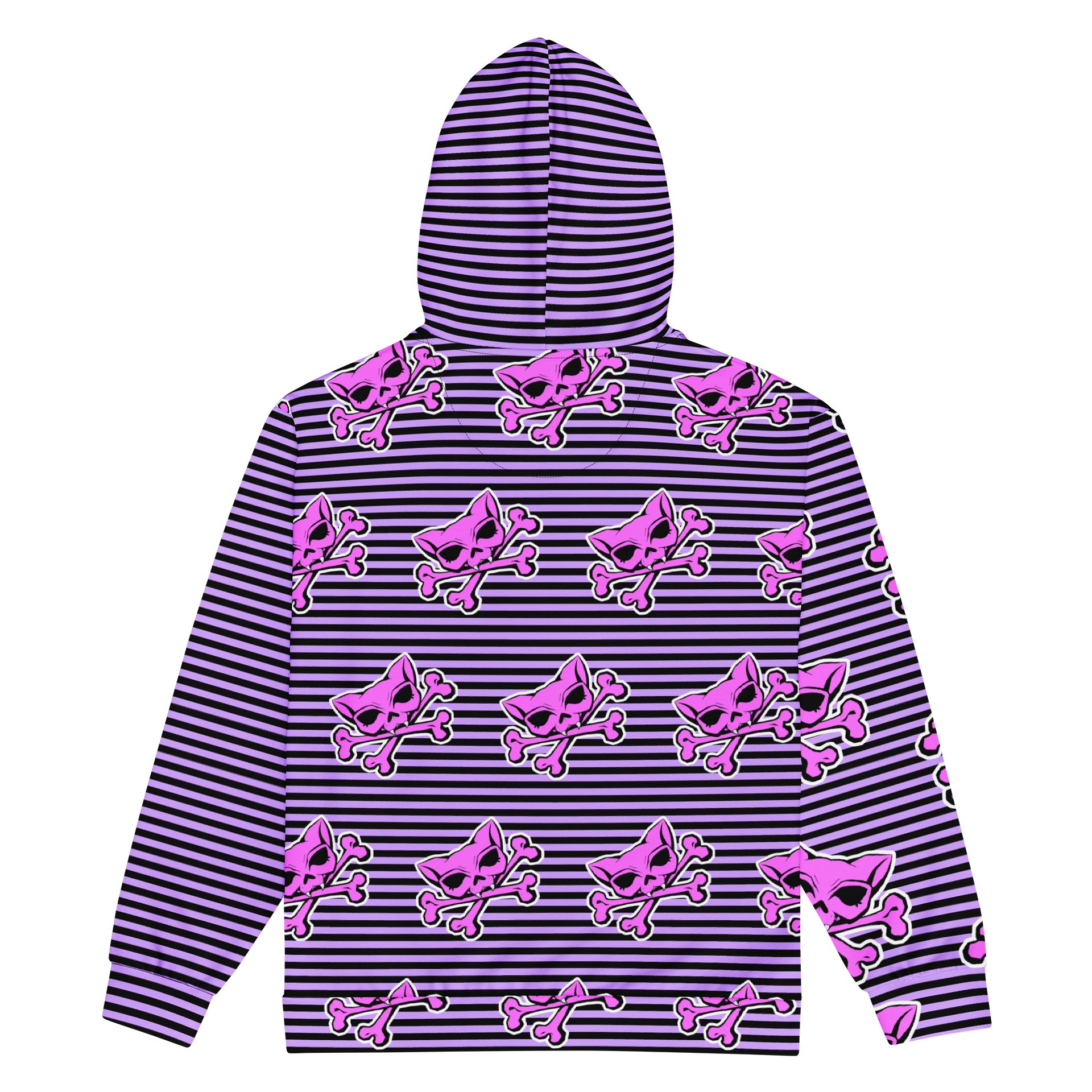 Blaque and Purple Kat Skull Remix Stripped Hoodie product image (2)
