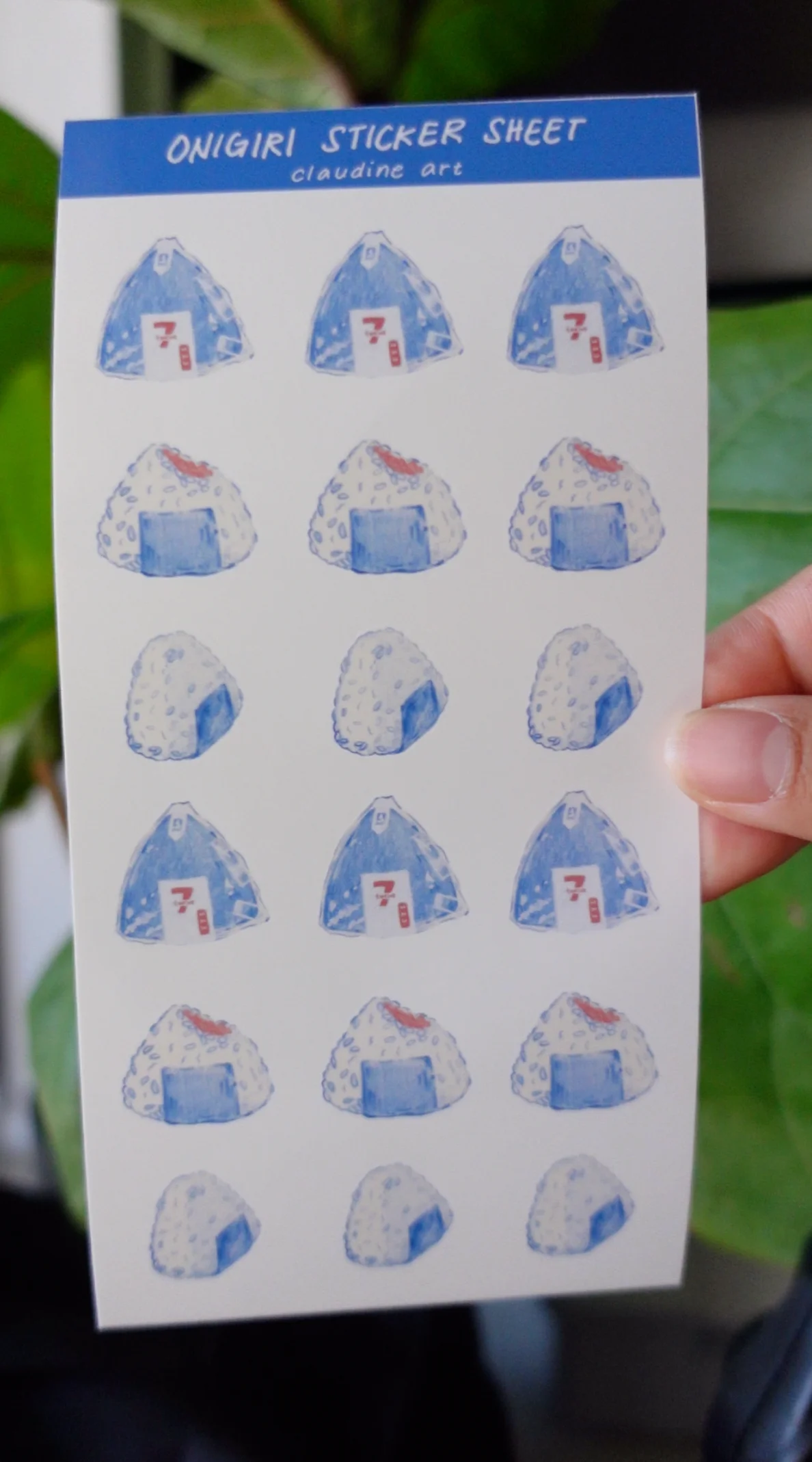 Blue Onigiri vinyl Sticker Sheet product image (1)