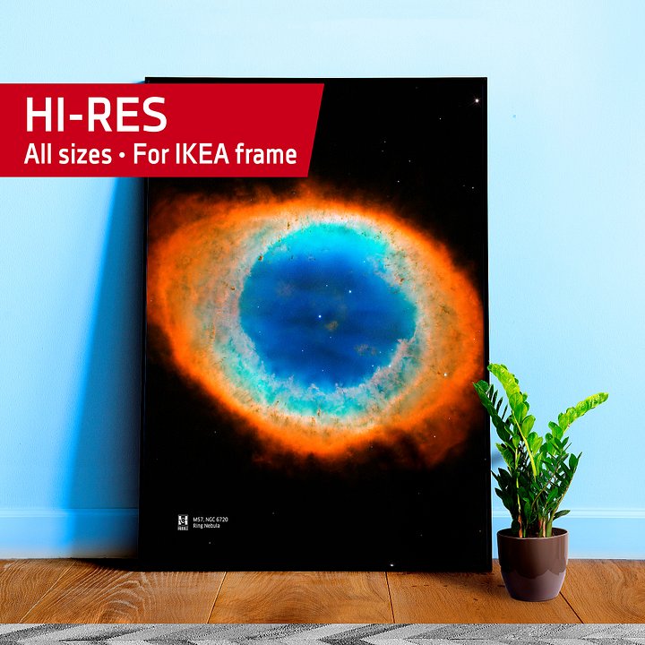 Ring Nebula. M57, NGC 6720, NASA Hubble Space Telescope — Hi-Res Space poster, science poster, space photo product image (1)