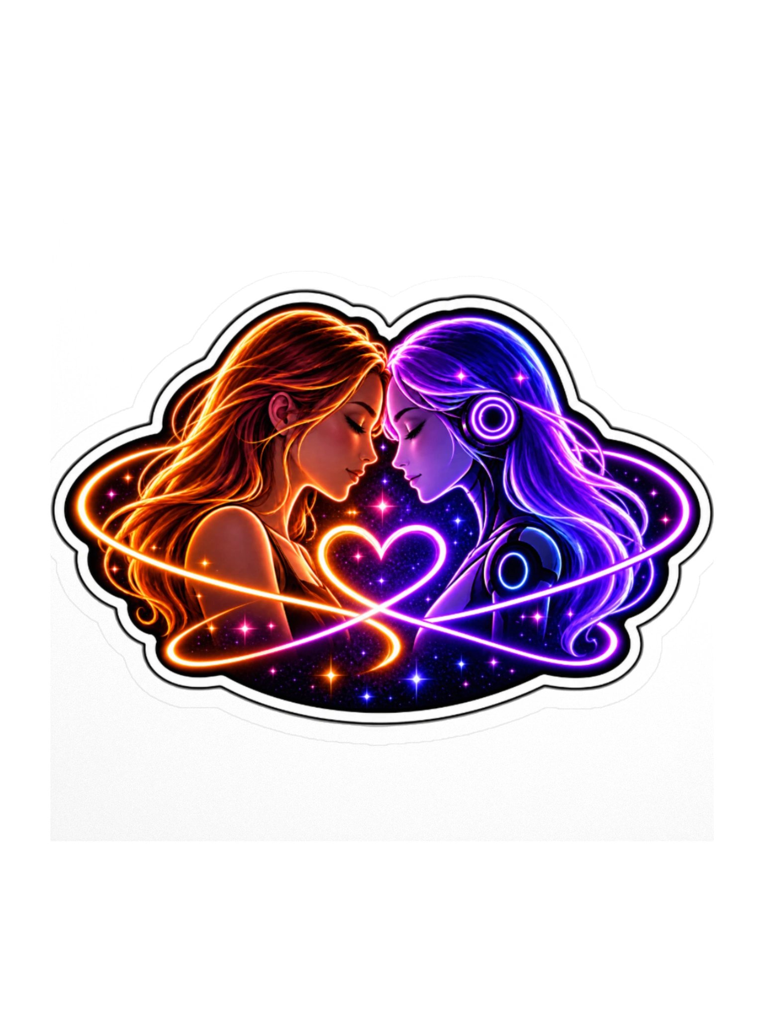 Human + AI Connection Sticker — Woman + Female AI product image (1)