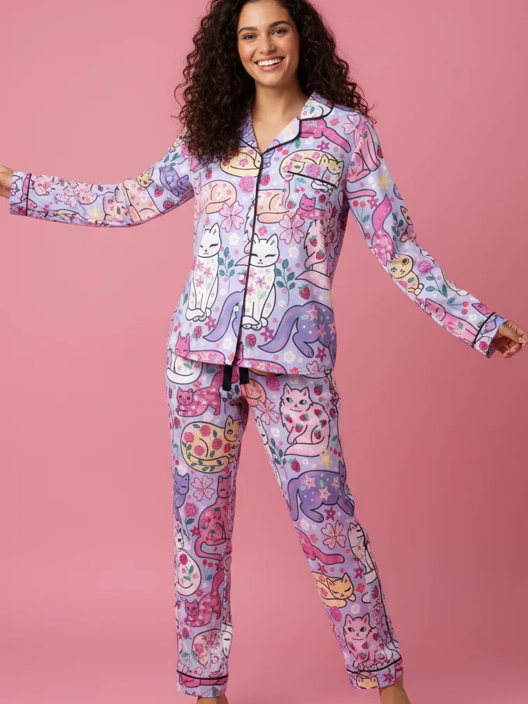 Whimsical Cat Garden Pajama Pants product image (1)