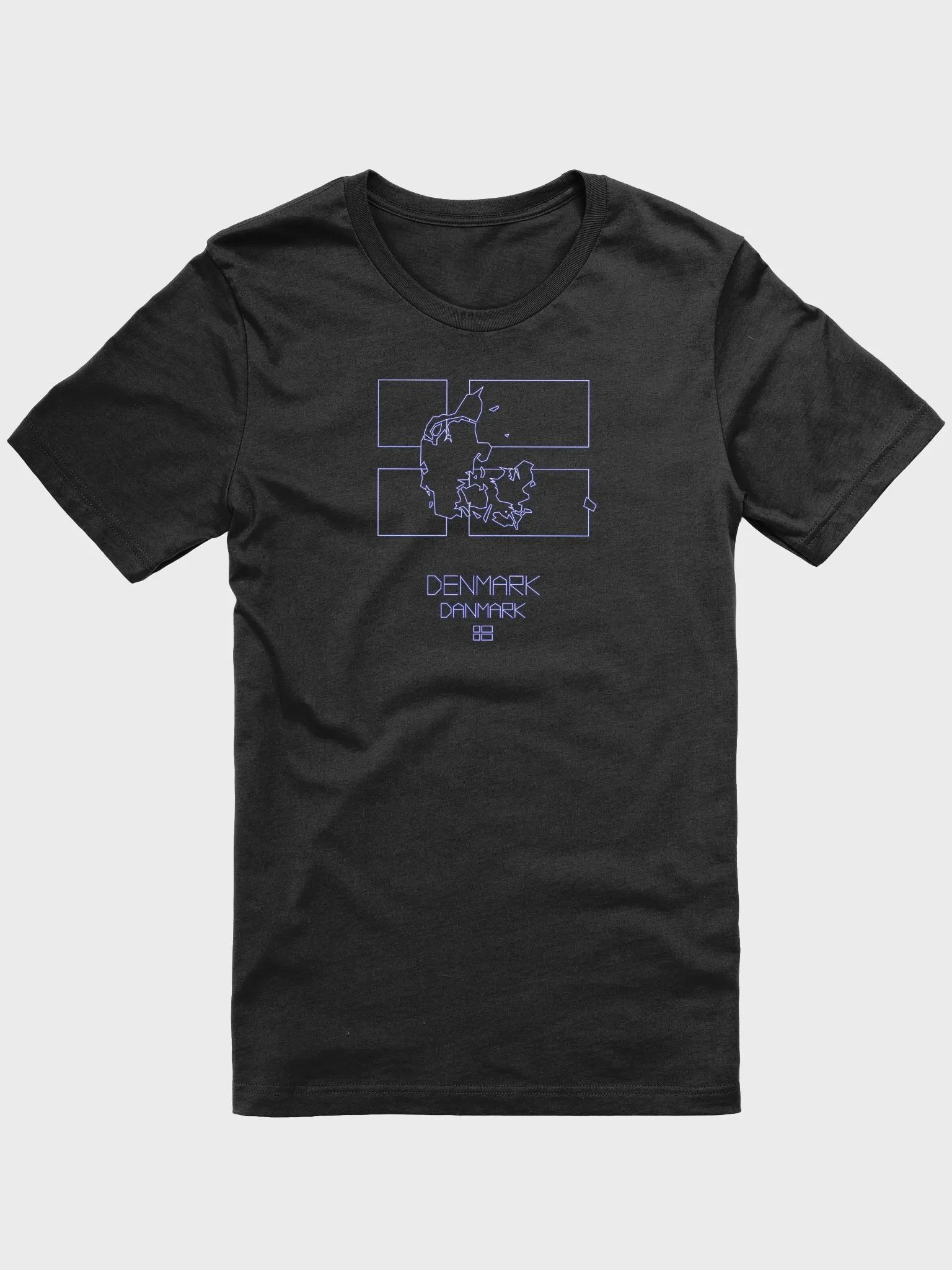 Retro Denmark Map T-Shirt - 80s Arcade Neon Wireframe Danish Graphic Tee product image (1)