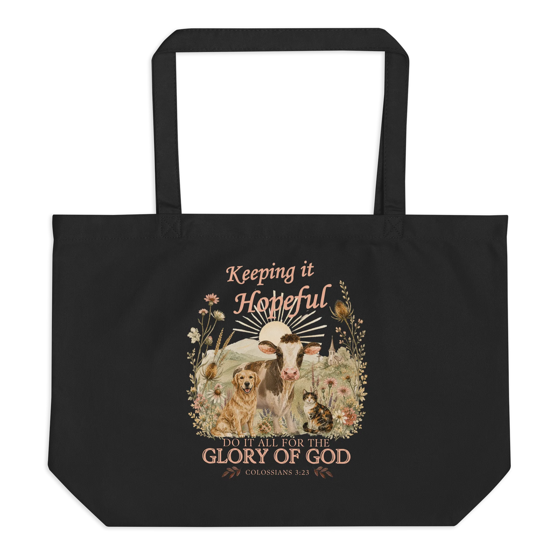 Colossians 3:23 Collection | Black Organic Cotton Tote Bag product image (1)