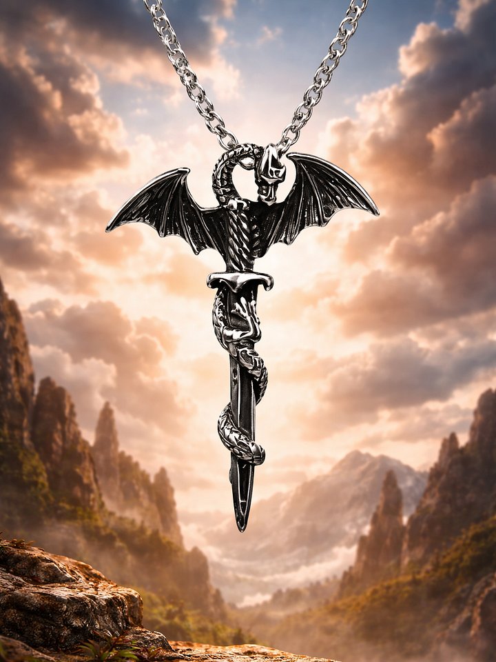 The Armored Kingdom Golden Blade of the Dragonlord Necklace-Stainless Steel product image (1)