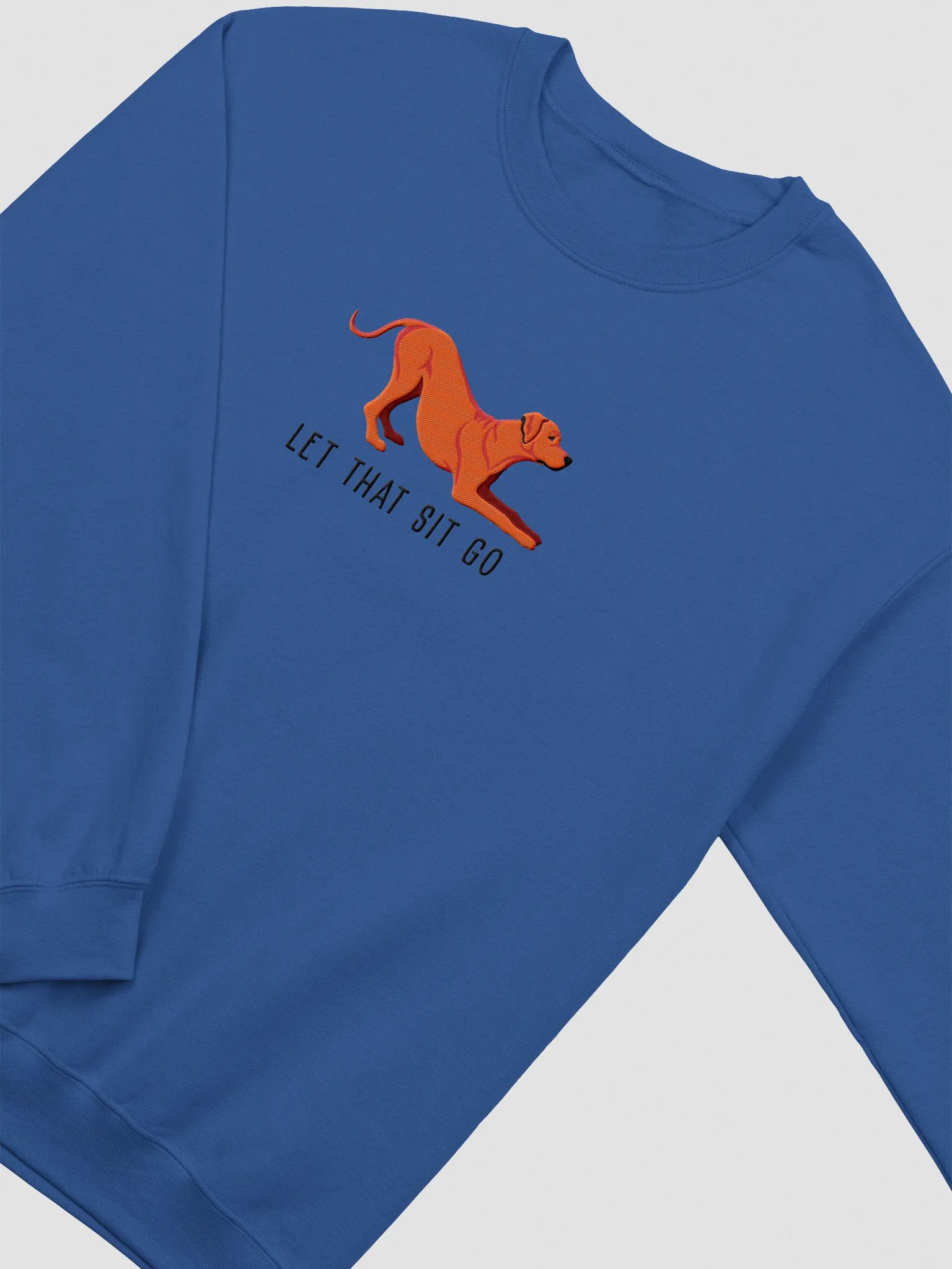 Let That Sit Go Sweatshirt (Embroidered) of a Rhodesian Ridgeback(Red) product image (6)