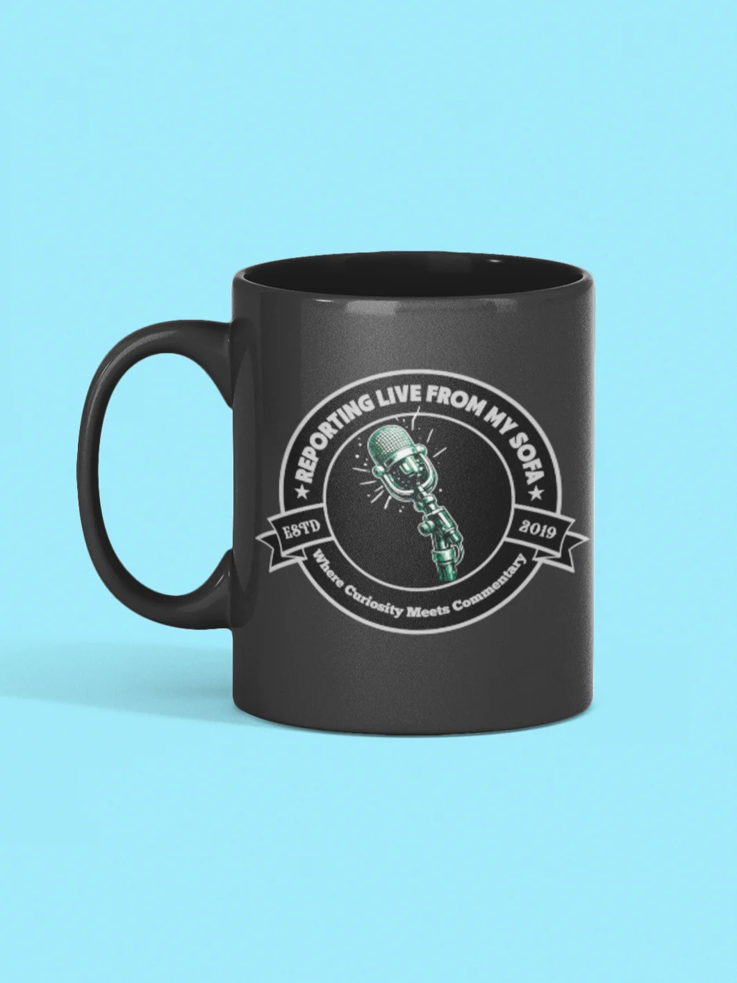 Reporting Live From My Sofa Podcast Microphone Mug product image (13)