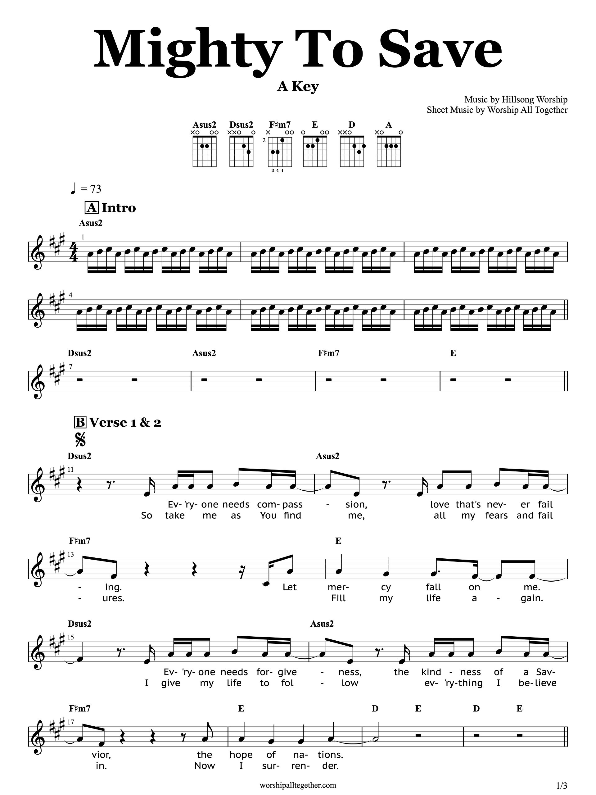 Mighty To Save - Hillsong Worship | Sheet Music, Chord, Lyrics product image (1)
