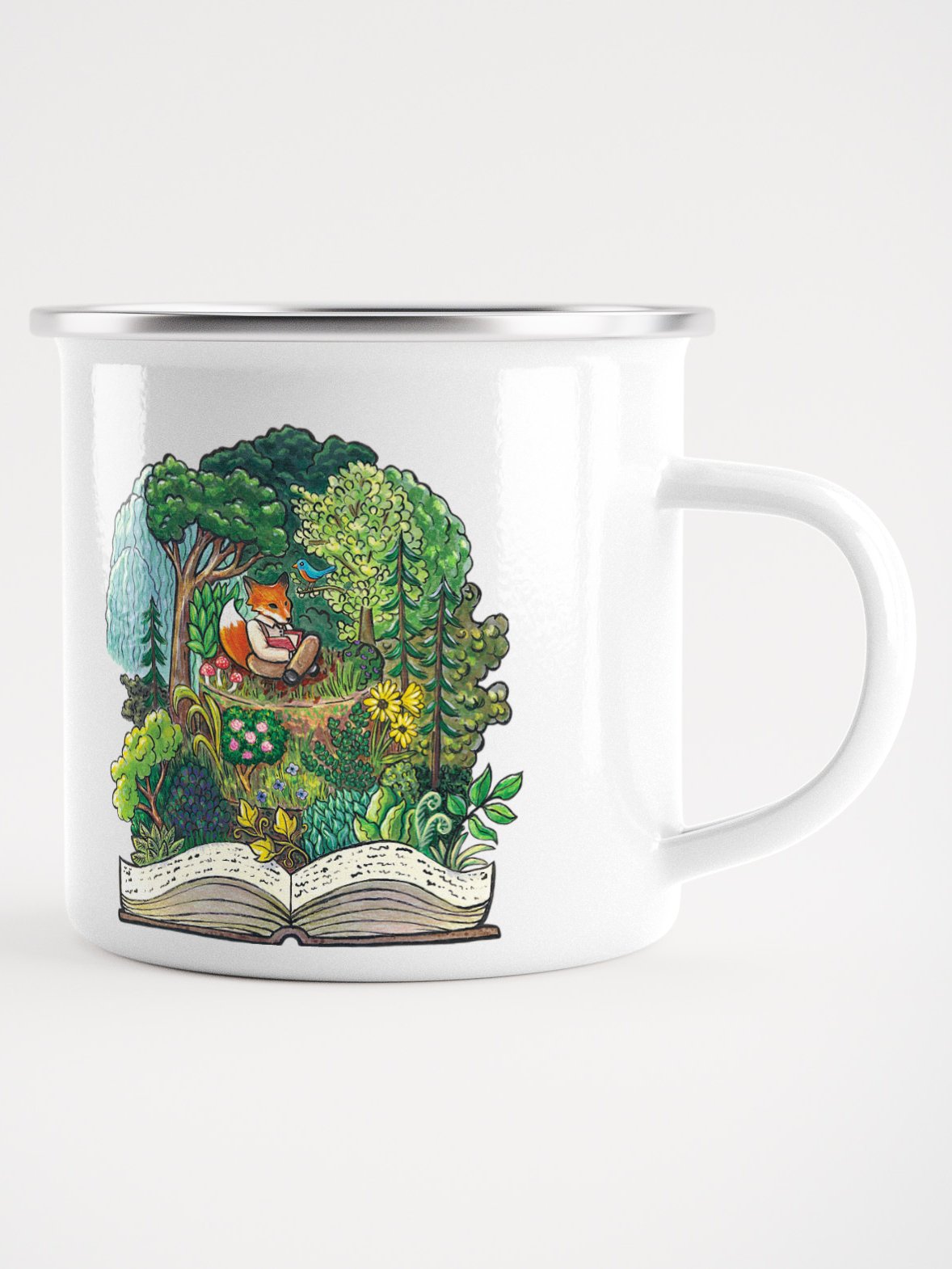 Fantasy Forest Fox Cake - Enamel Mug product image (1)