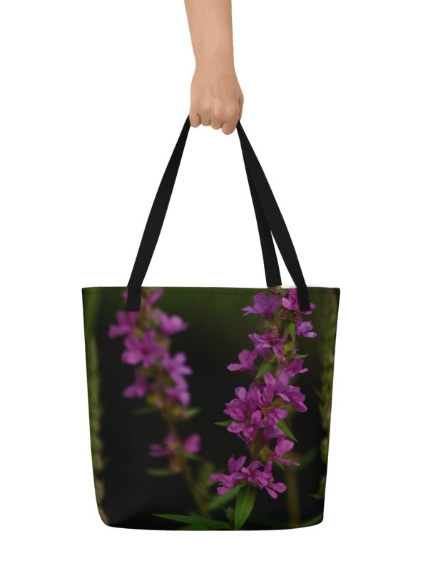 Large tote bag - Purple blossoms against a dark background product image (1)