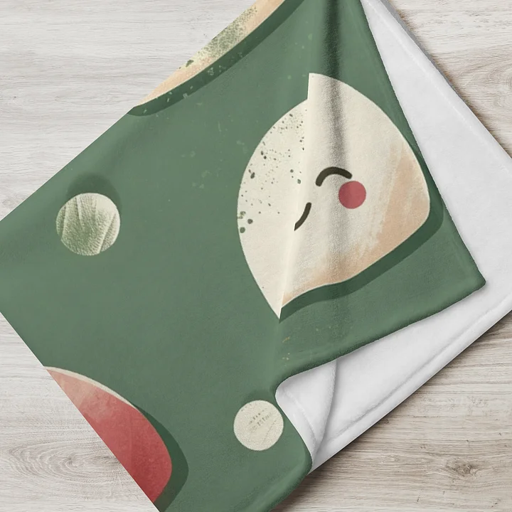 Cute Japanese Mochi Throw Blanket - Kawaii Green Dessert Fleece product image (2)