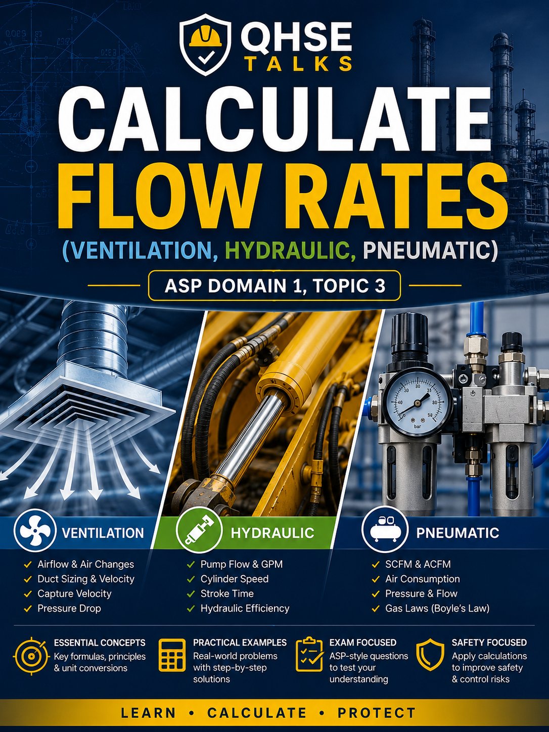 ASP Domain 1 Topic 3: Calculate Flow Rates | Ventilation, Hydraulic & Pneumatic Systems Explained (Read Free with Kindle Unlimited) product image (1)