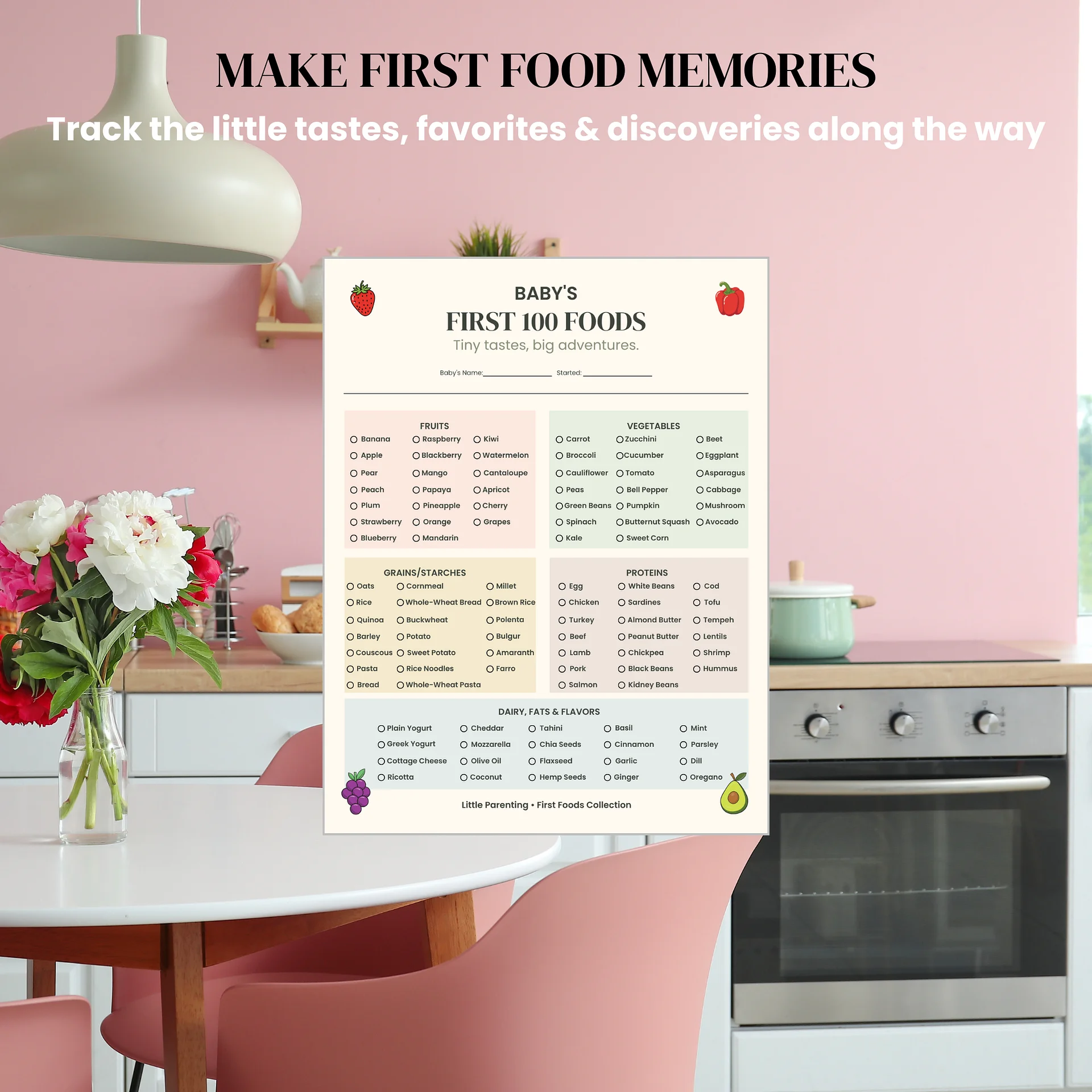 Baby’s First 100 Foods Printable | Baby Food Tracker & Meal Planning Kit product image (7)
