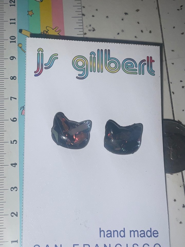 The Cats Are Back - Dark Holographic stud earrings. product image (2)