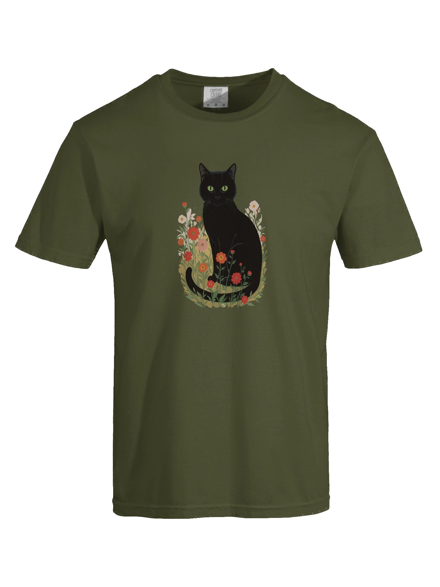 The Garden Guardian – Artistic Cat & Wildflower T-Shirt product image (6)