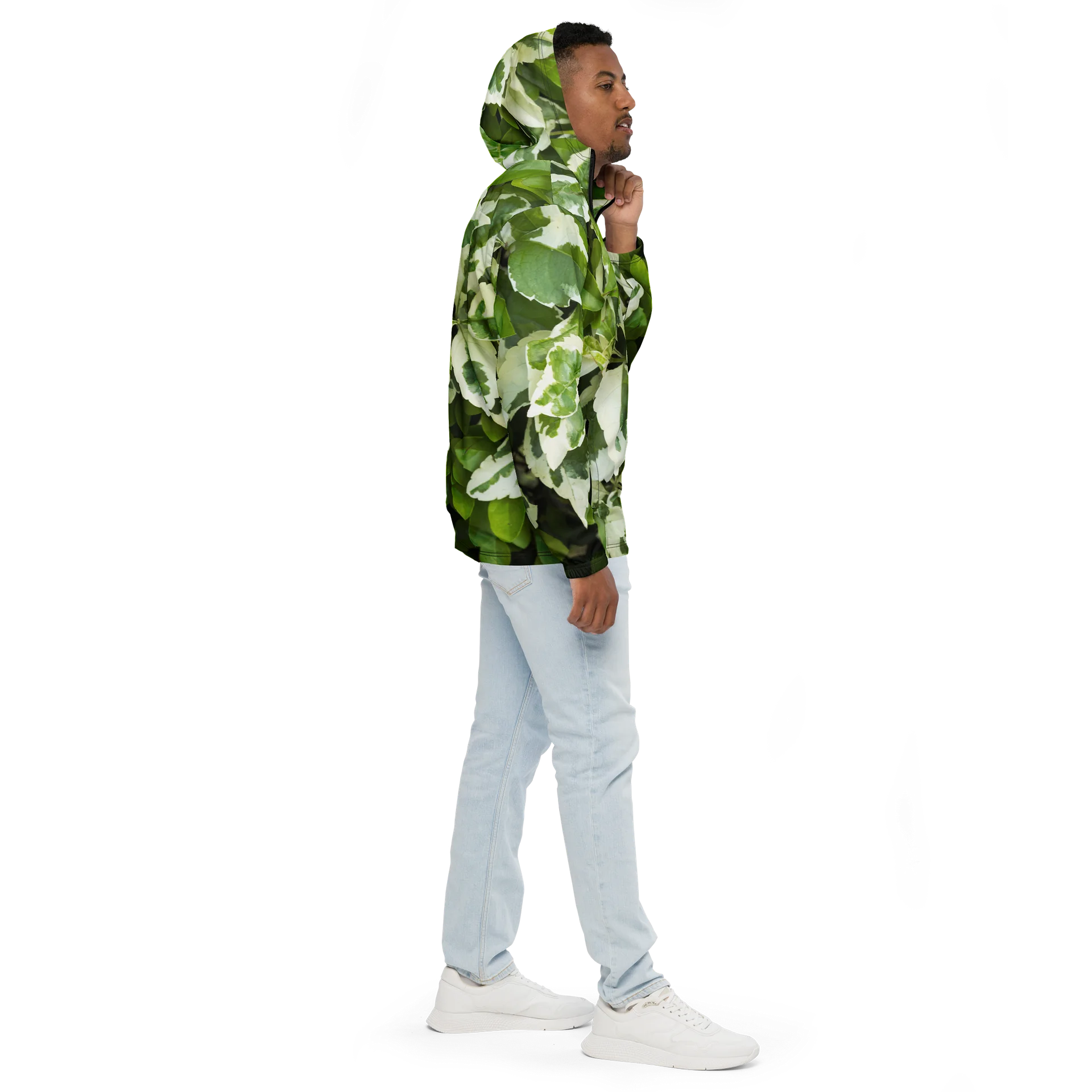 Moss & Parch All-Over Print Earthy Forest Green Water-Resistant Windbreaker product image (5)