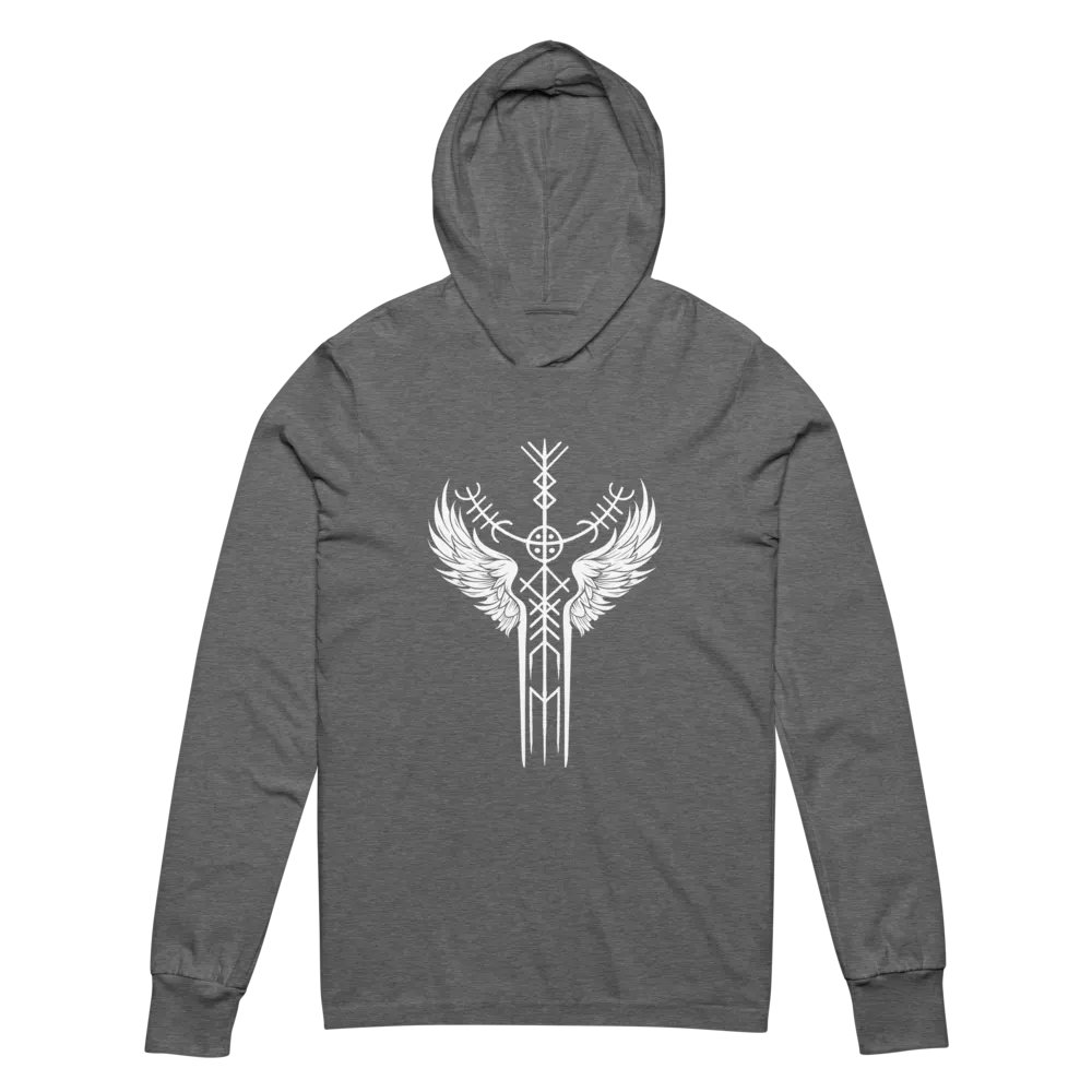 The Valkyrie Stave Hooded Long Sleeve Tee (white print) product image (2)