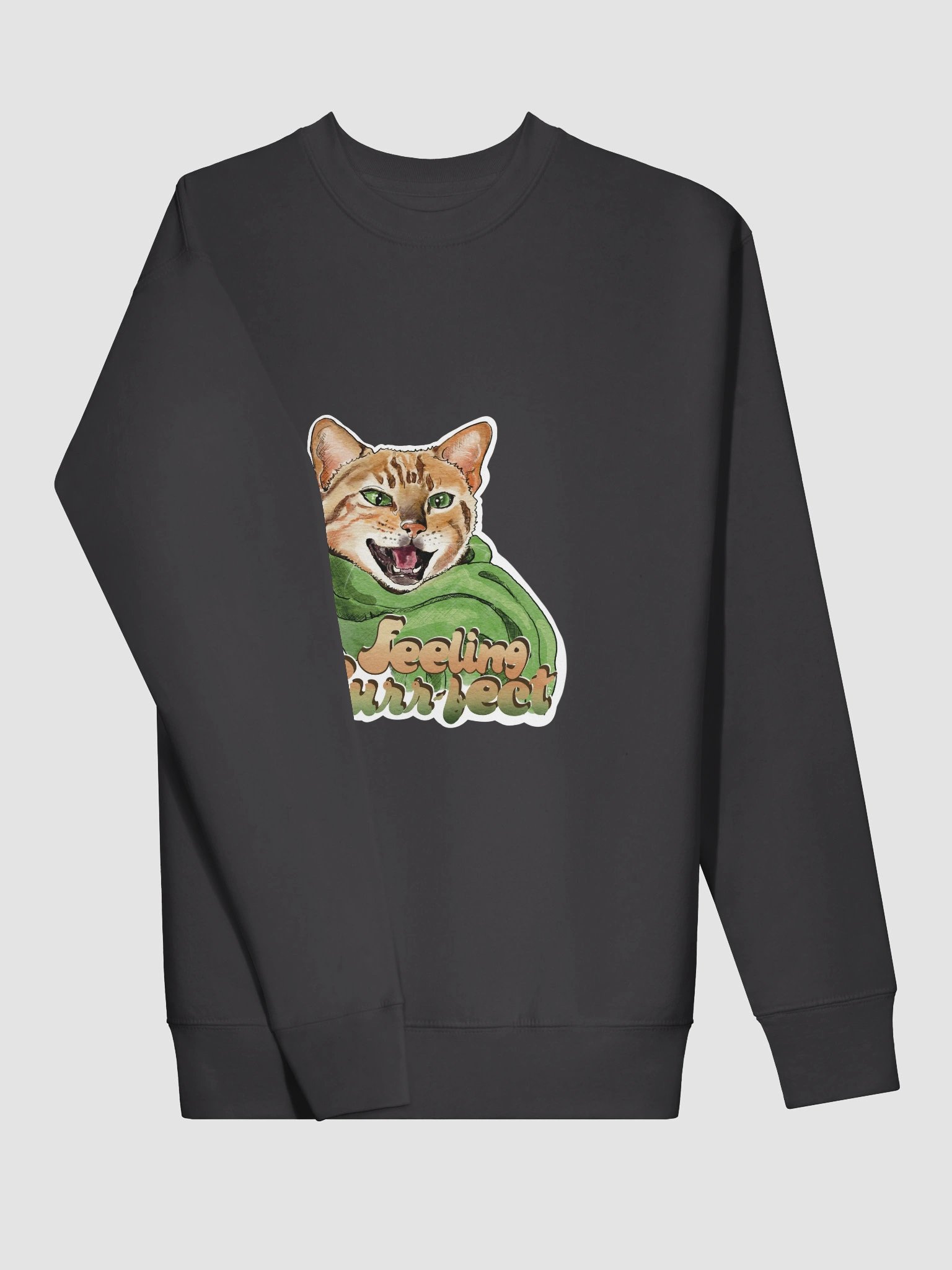 Feeling Purr-fect Cat with a scarf Sweatshirt All colors - Large Print product image (2)