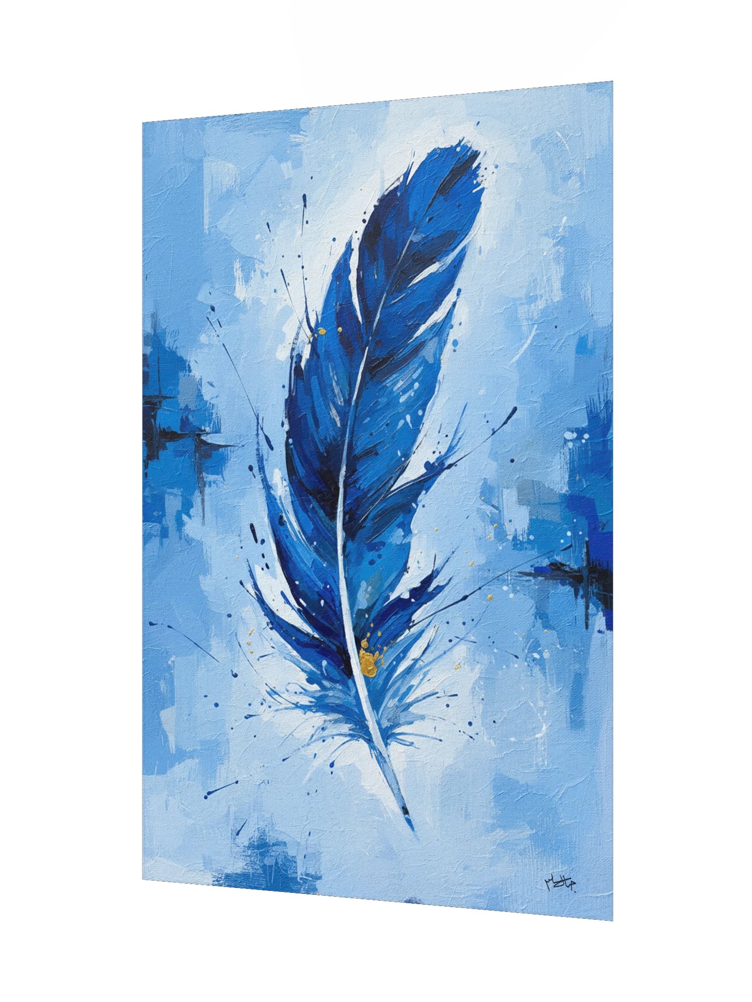 Azure Drift – Blue Feather Abstract Canvas Art product image (4)