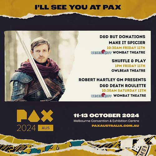 In one month, I will be in Melbourne for PAX Australia! @paxaus 

I am around the full three days, so if you see me, come say...