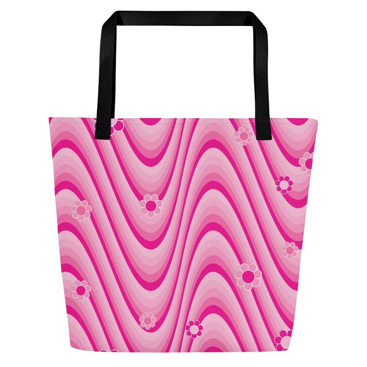 Retro Flowers Pink Wave Tote Bag product image (1)