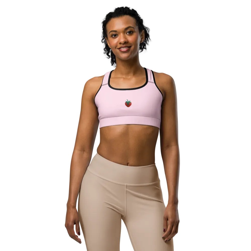 CozyAvocado Women's Pink Sports Bra Strawberry #1 product image (5)