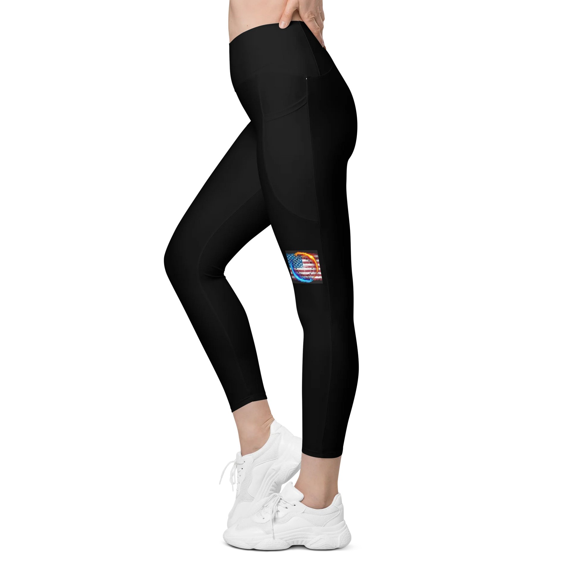 Leggings w pockets small logo black product image (3)