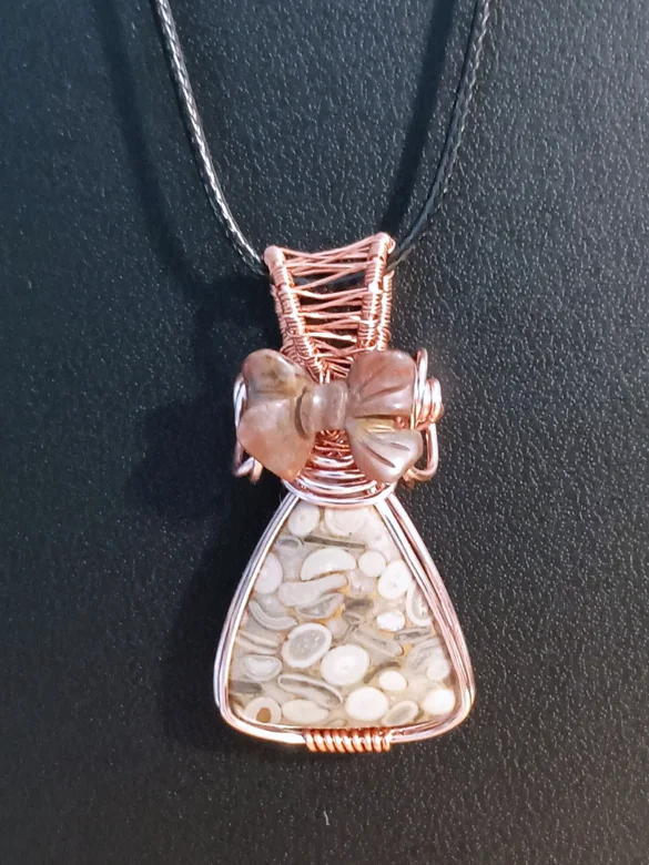 Hand-Crafted Fossilized Coral Pendant | Grounding & Connection, Rose Gold-Toned | "Ancient Wisdom" product image (2)
