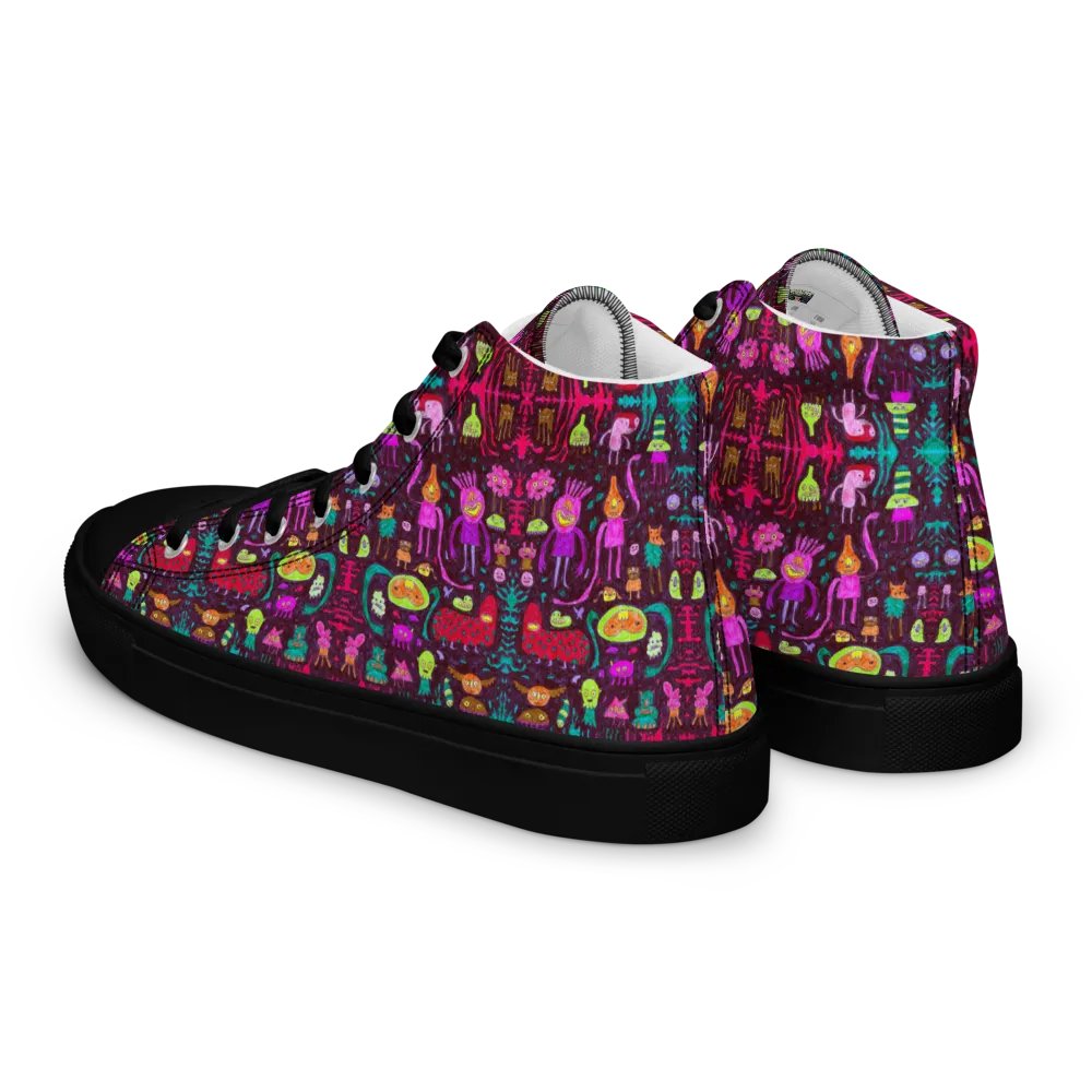 Abstract Darker Doodle Creatures Ladies High Top Canvas Shoes product image (10)
