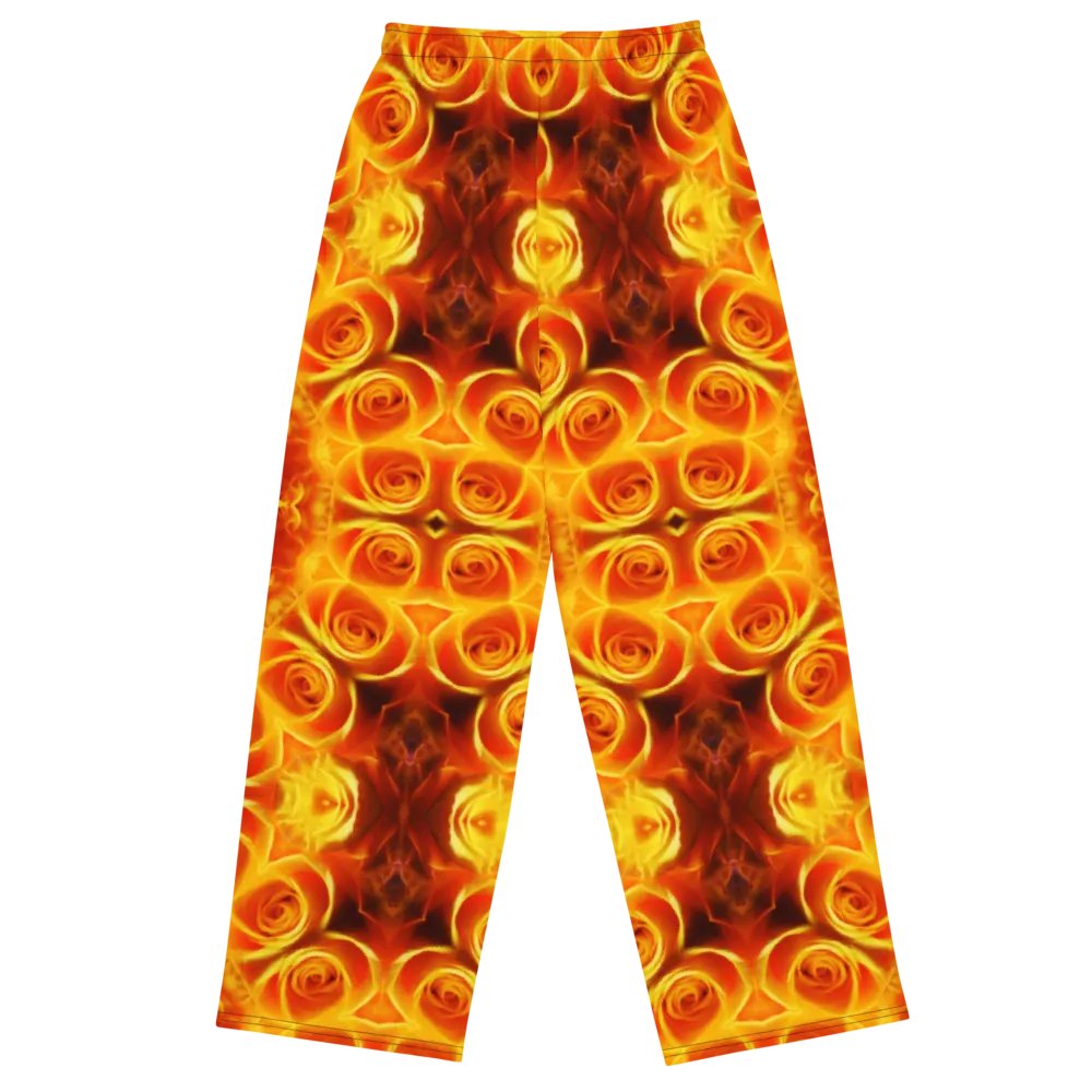 Orange Flower Petal Kaleidoscope Wideleg Pants product image (2)