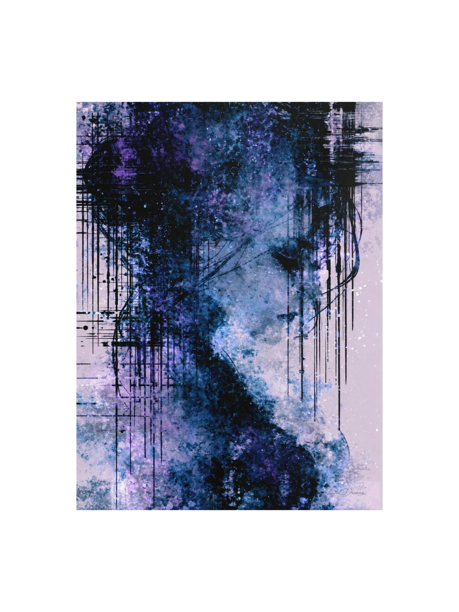 Abstract Blue Portrait Art Print — Echoes in the Static product image (1)