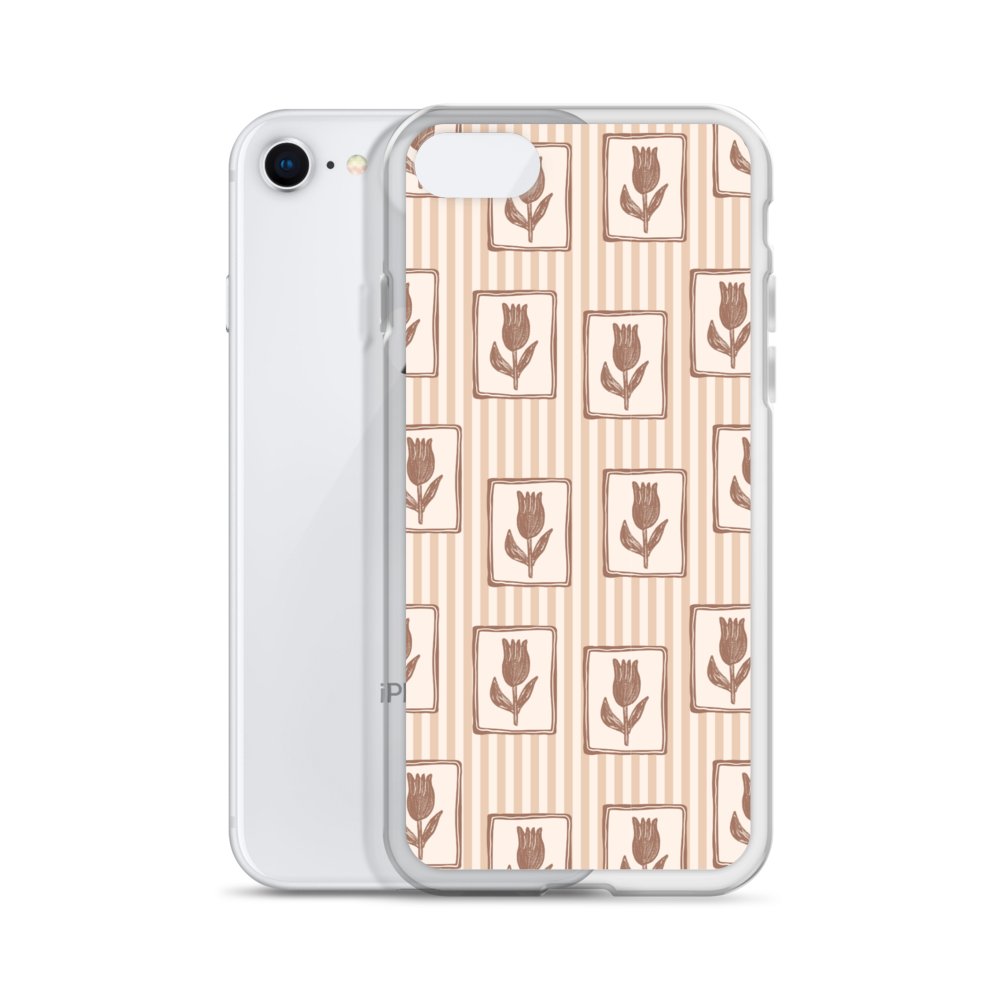 Vintage Tulip Stripe Aesthetic Clear iPhone Case product image (55)