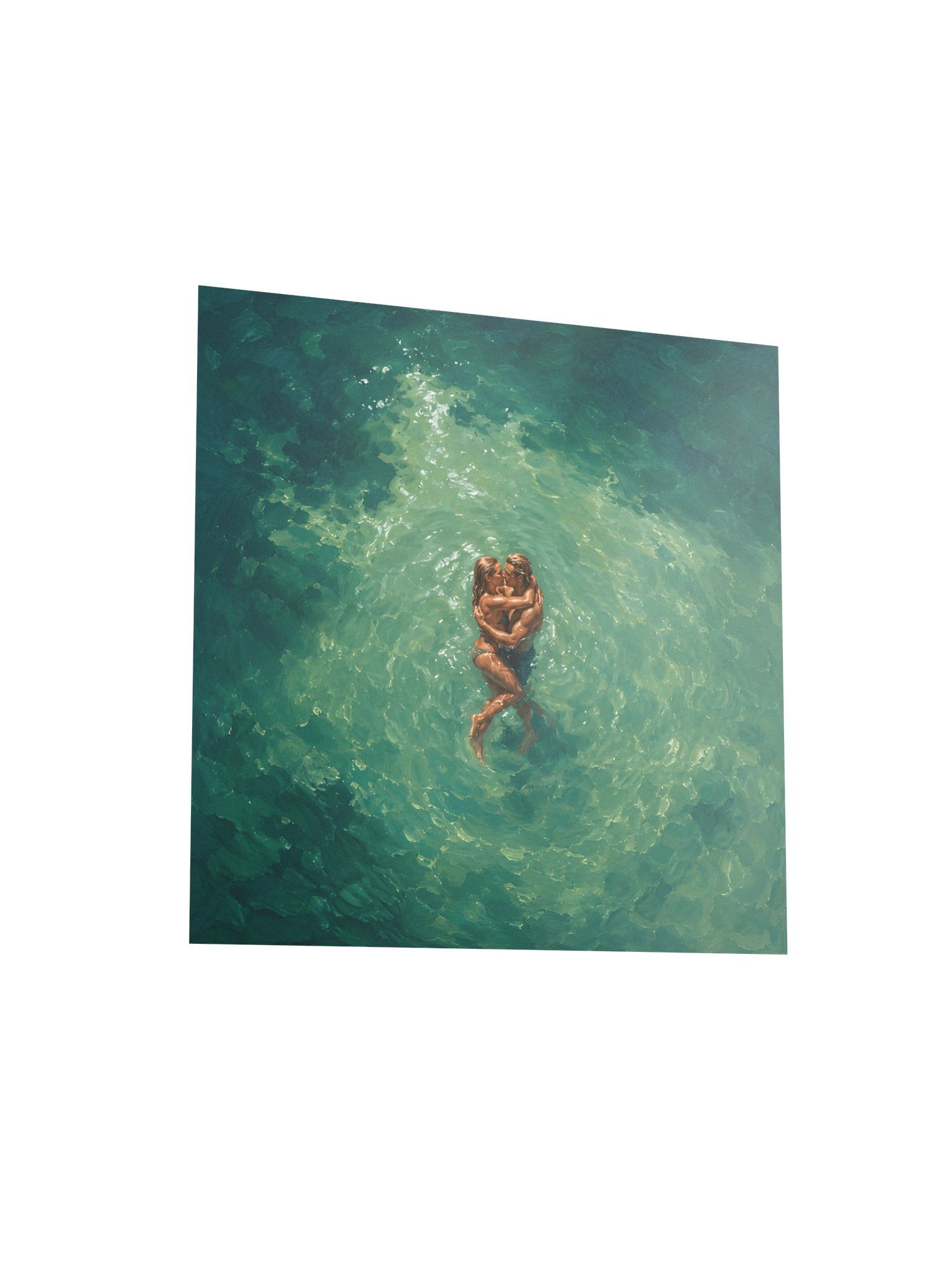 Emerald Embrace | Romantic Couple Oil Painting product image (4)