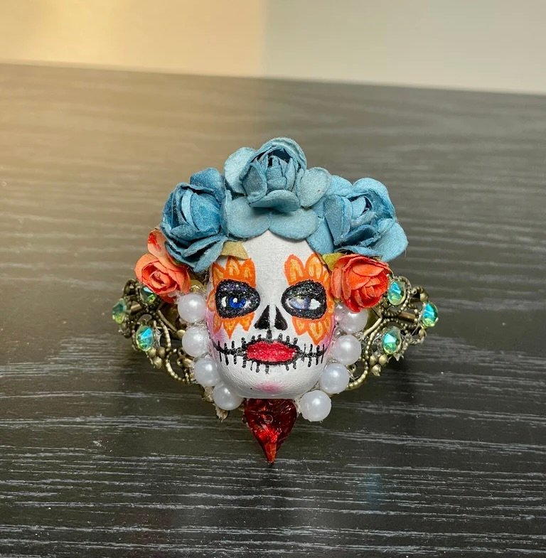 New ProductBlue Roses Sugar Skull Cuff product image (4)