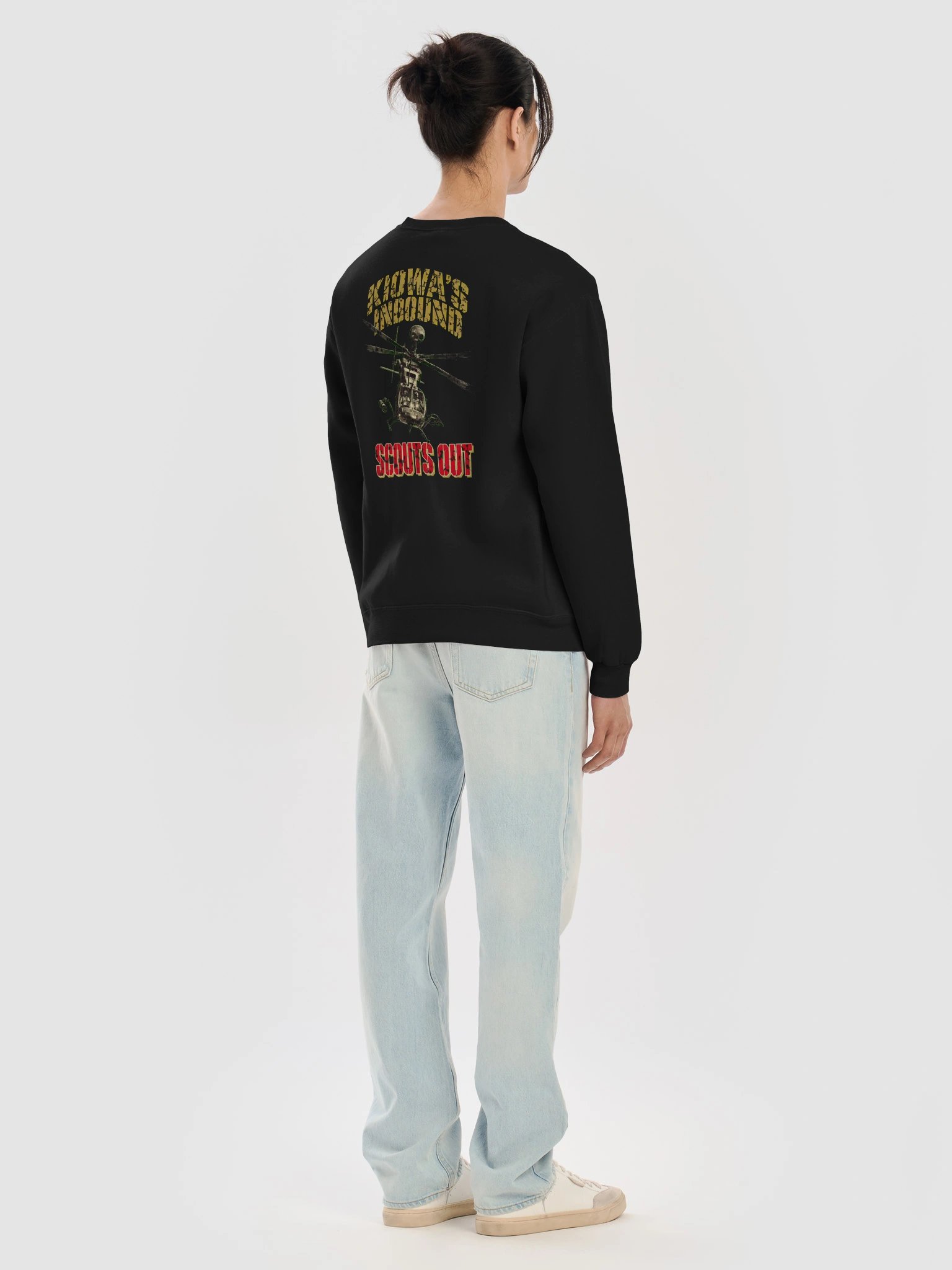 Scouts Out OH-58D Kiowa Warrior Armed Scout Air Cav Crewneck product image (11)