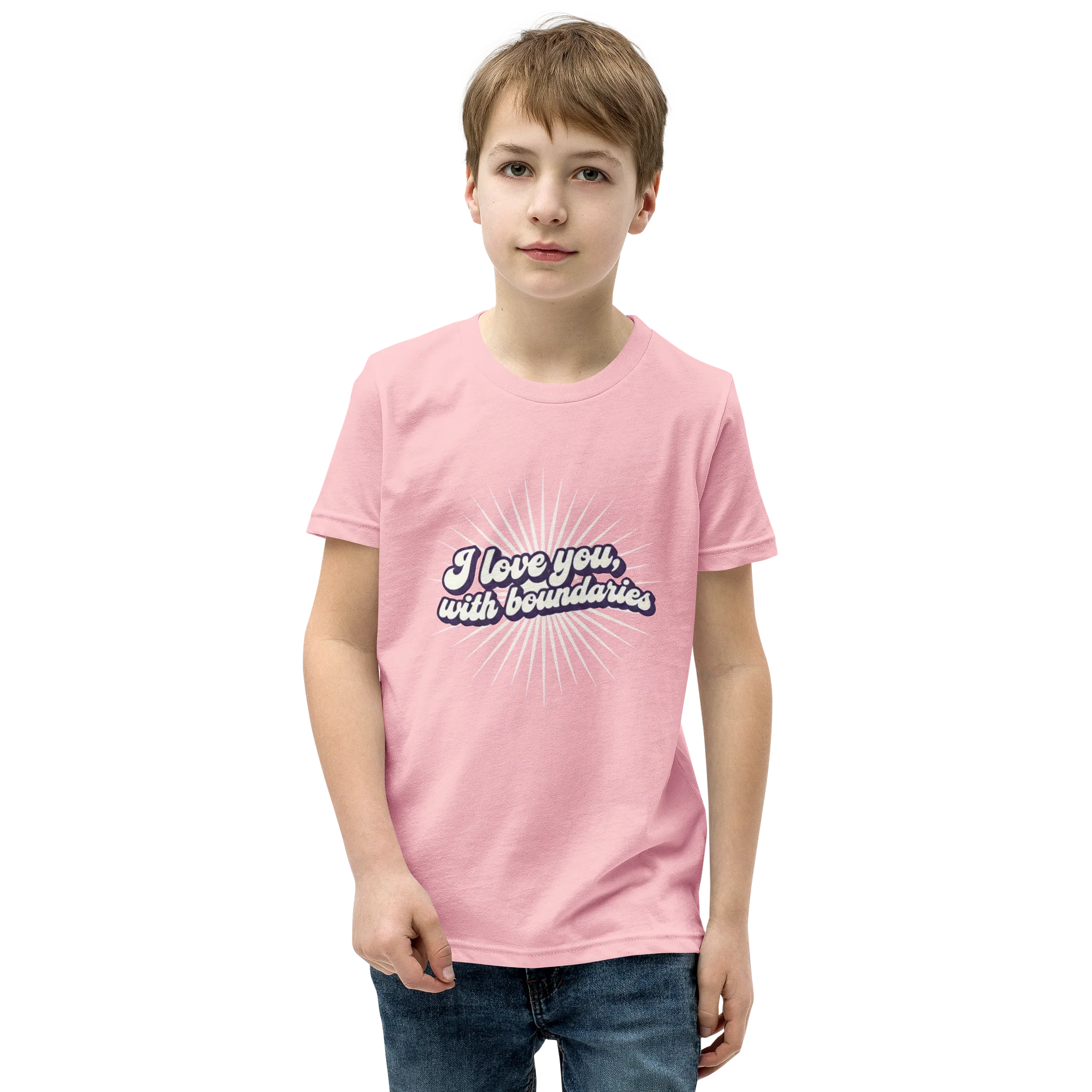 “I Love You, With Boundaries” Pink Youth T-Shirt product image (1)