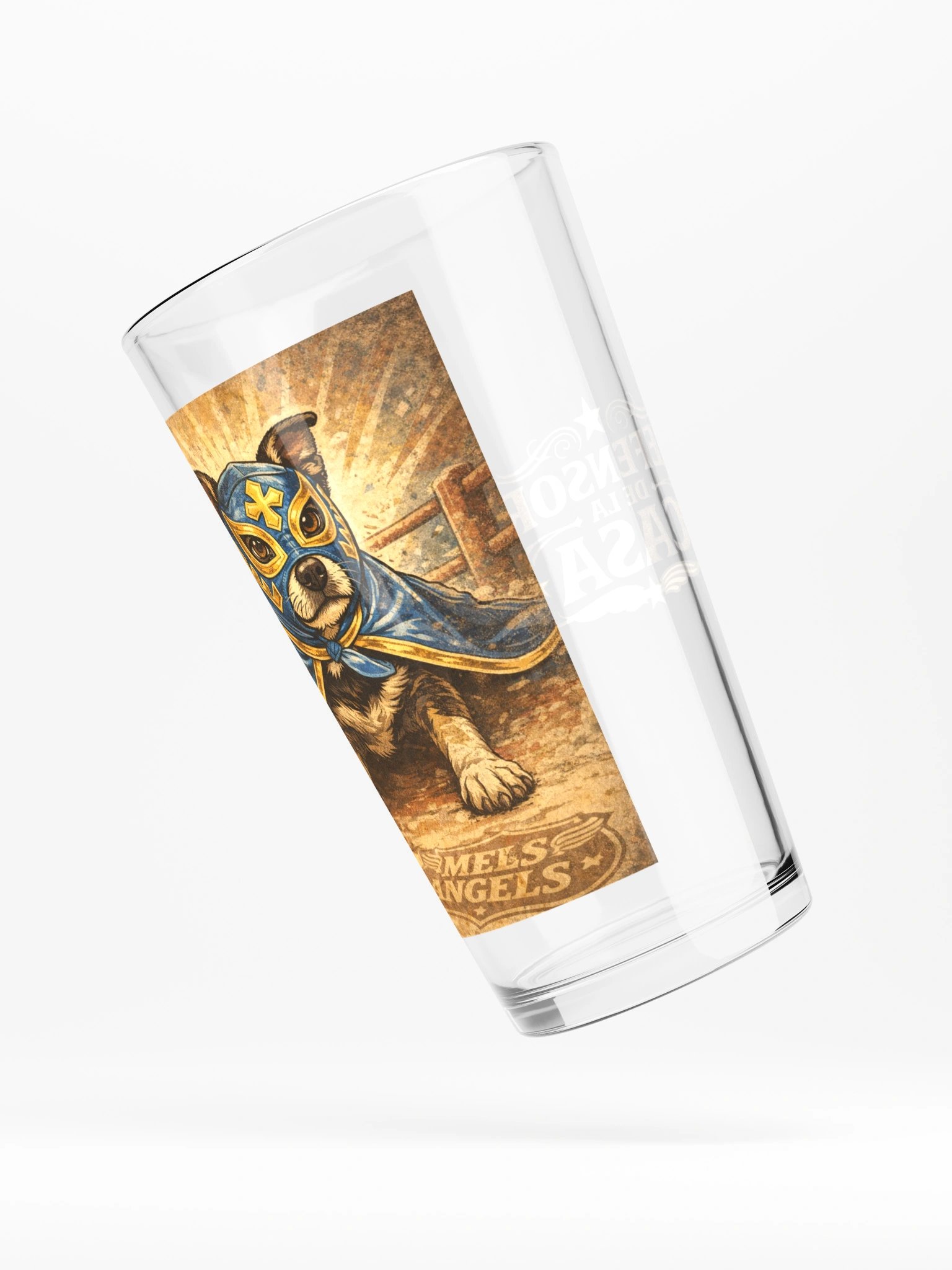 Defensor de la Casa Luchador Dog Pint Glass – Guard Dog Beer Glass | 16oz Bar Glass for Dog Owners | Mel’s Angels product image (8)