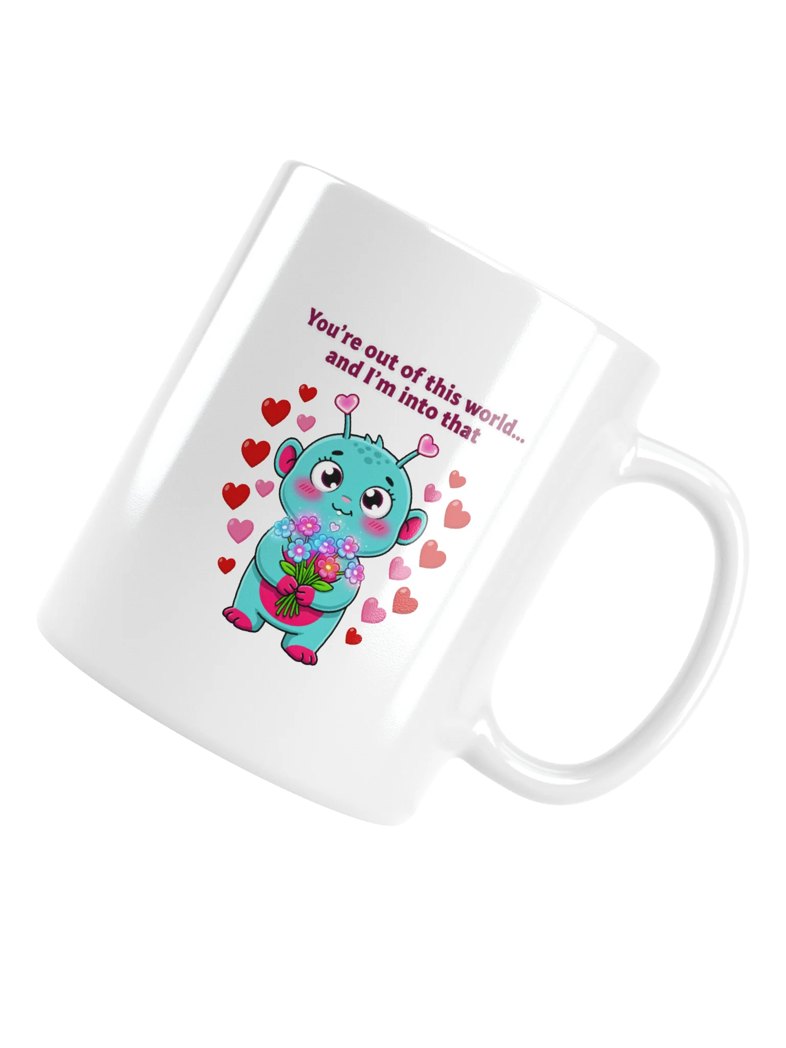 "Out of This World" Cute Alien Valentine's Mug product image (5)
