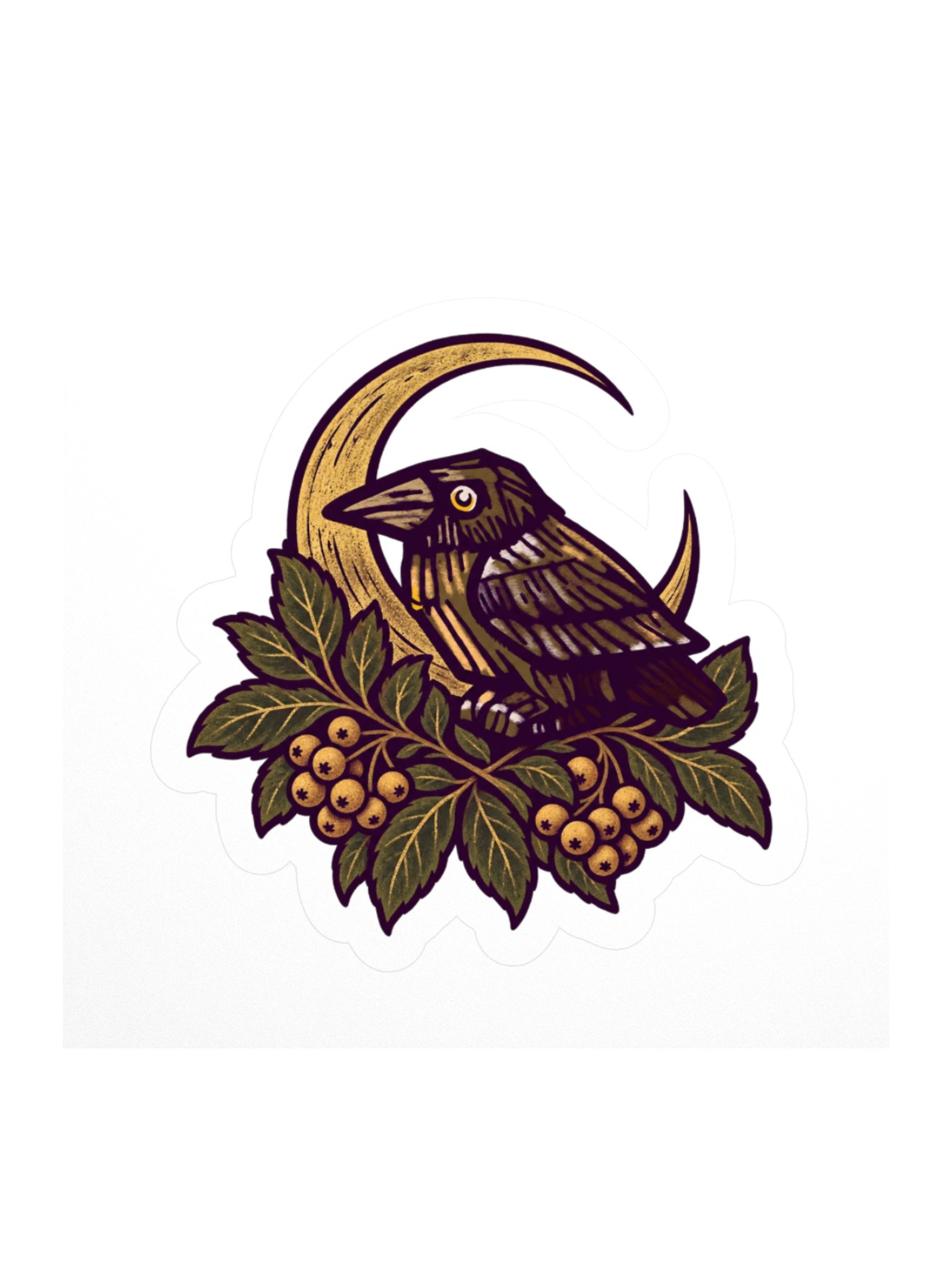 Vintage Bird Moon Kiss Cut Sticker product image (1)