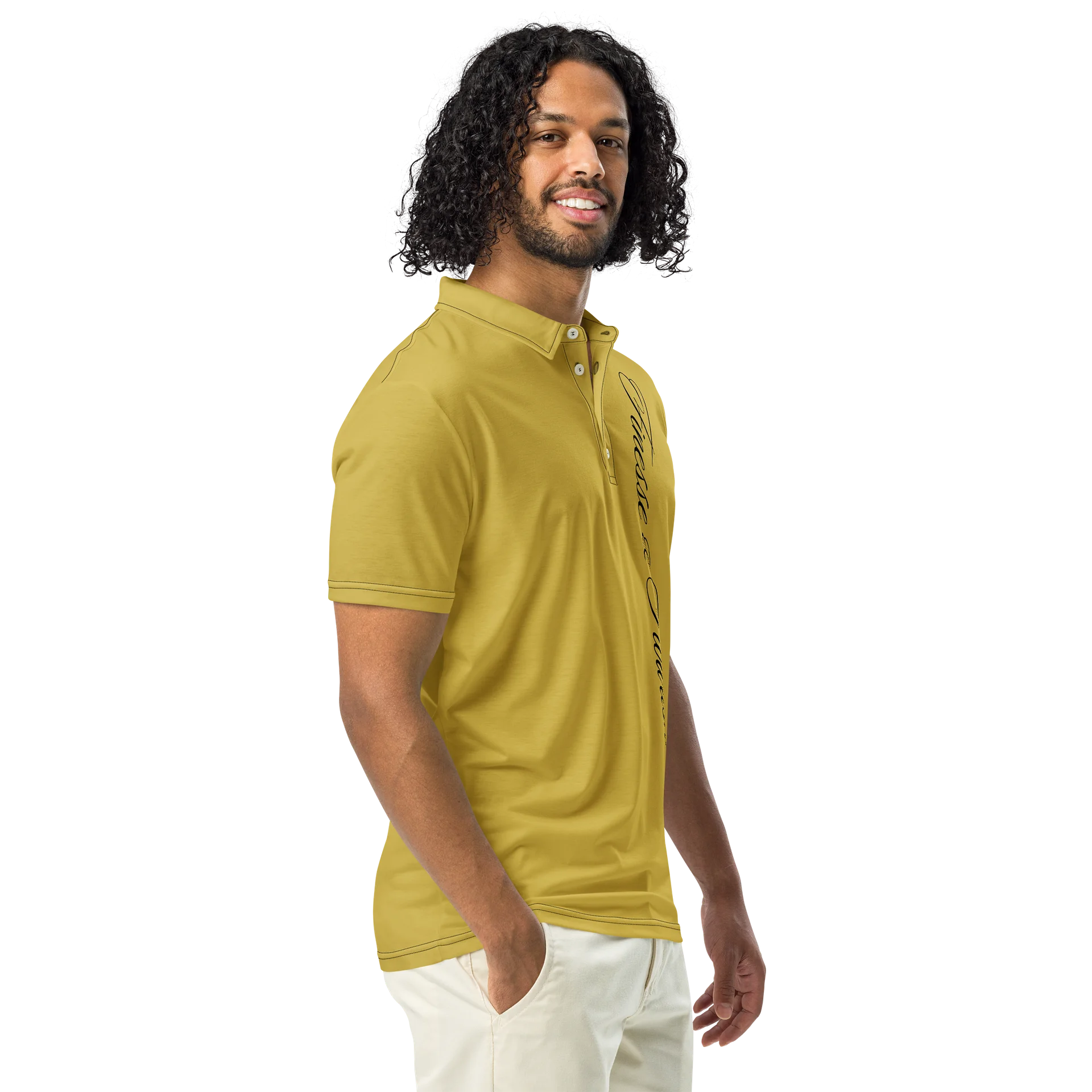 F&F Left Script Slim Fit Polo Shirt (OLD GLD) product image (1)