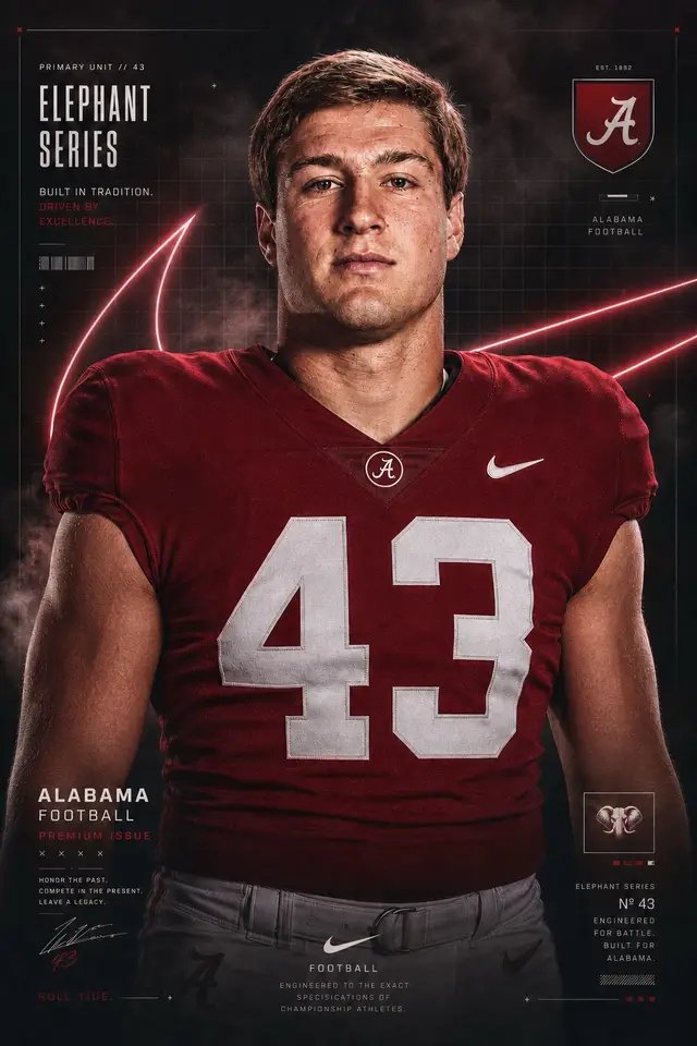 Today marks 43 days until The Crimson Tide takes on ECU for the first game of the season. Meet former linebacker turned Kicker Cade Foster!! @Alabama Athletics 