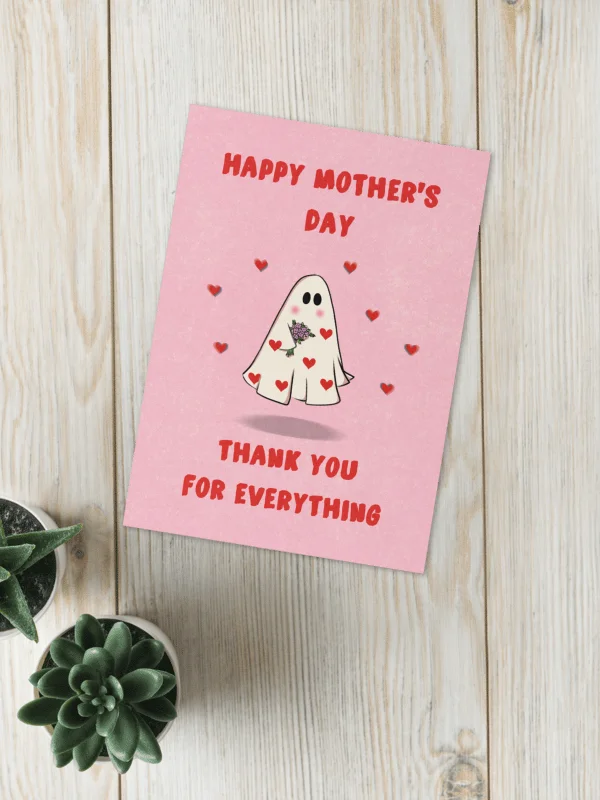 Cute Ghost With Flowers - Mother's Day Card product image (3)