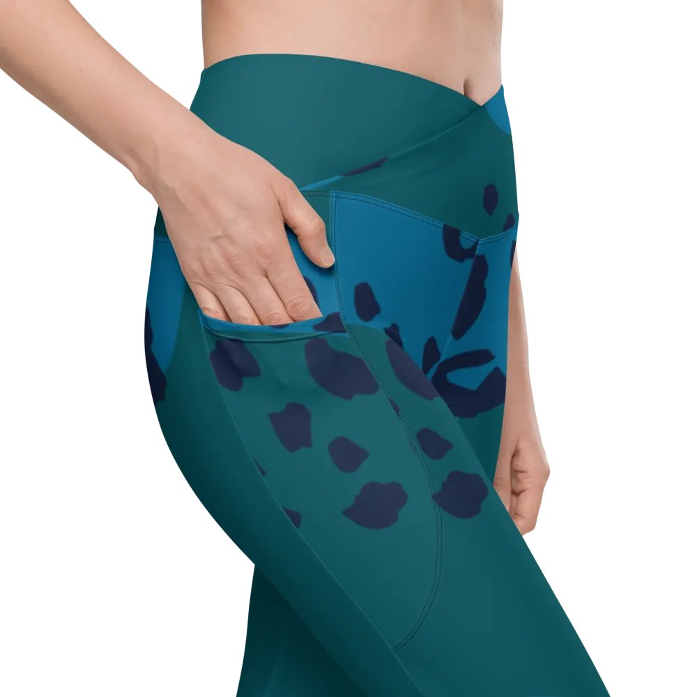 Flowing Teal Camo Leggings with Pockets product image (10)
