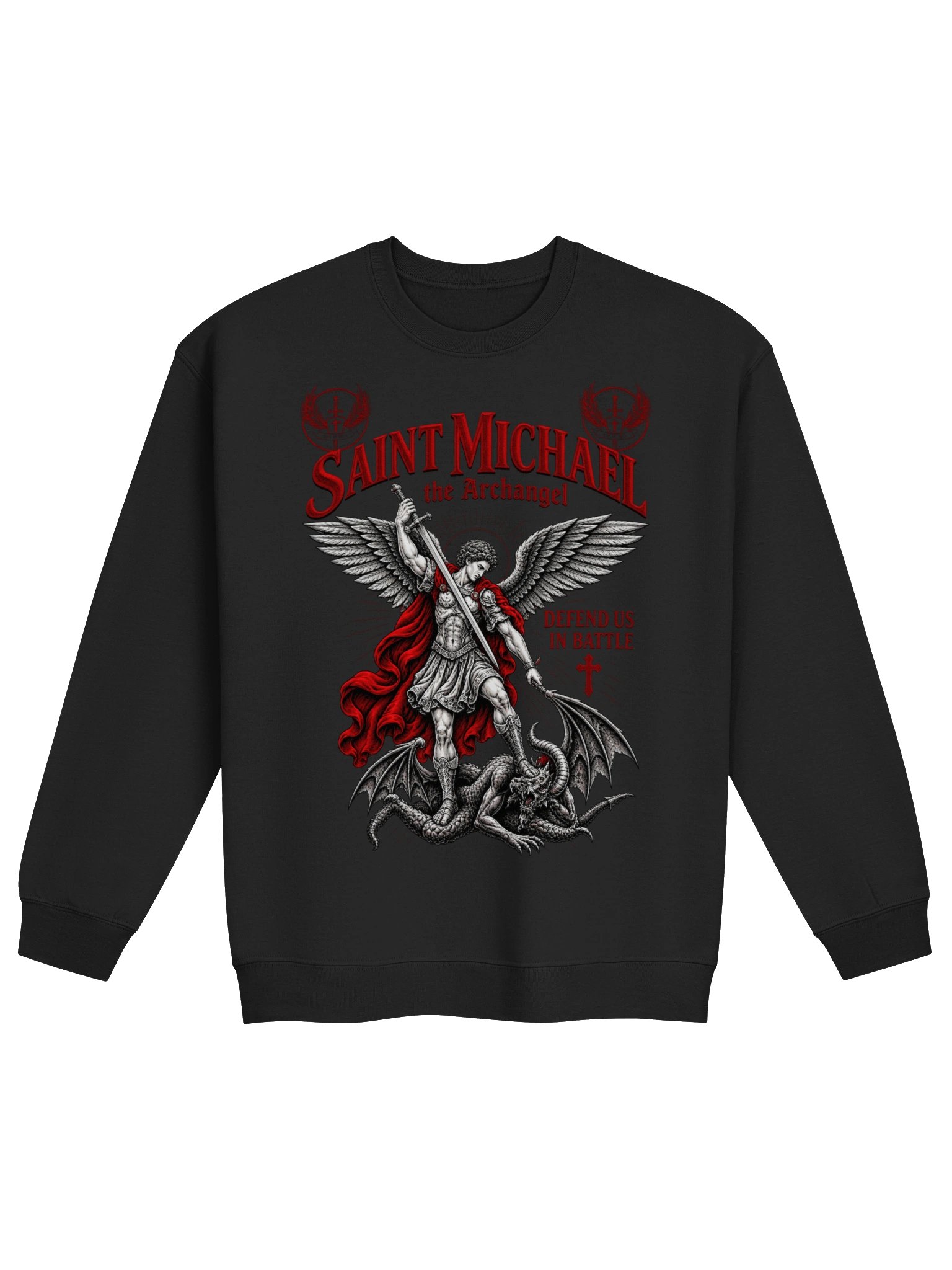 Saint Michael the Archangel Sweatshirt | Defend Us in Battle Catholic Christian Faith Crewneck | Religious Gift | Kingdom Life Co. product image (2)