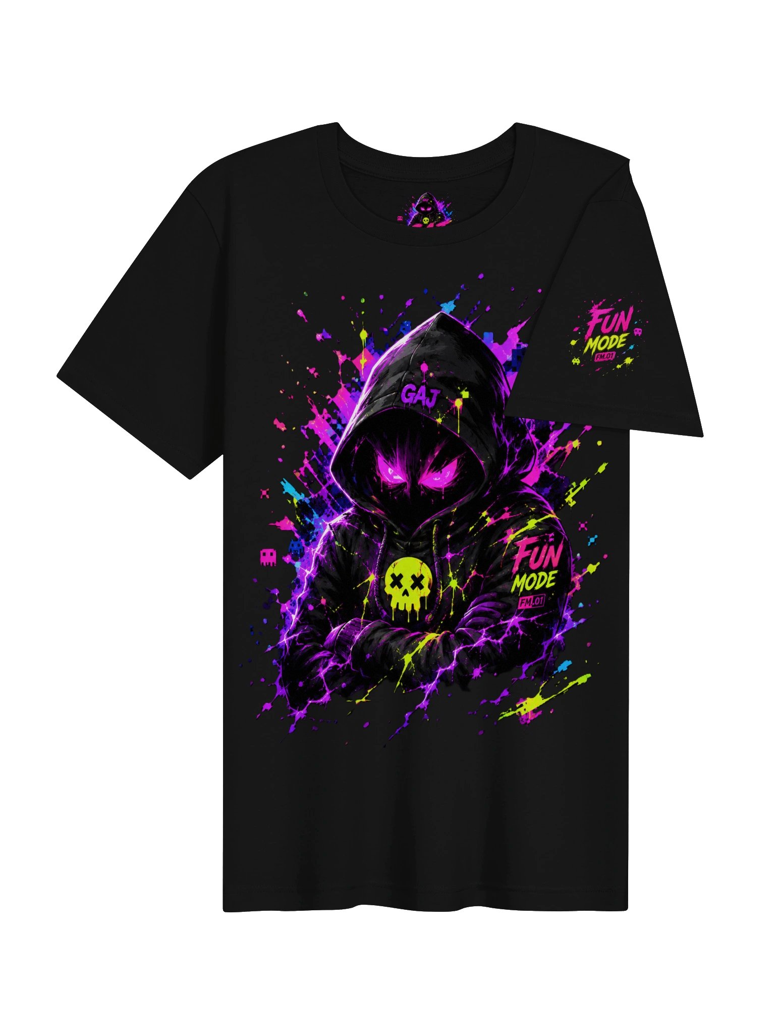 GAJ Fun Mode FM.01 – Neon Chaos Gamer Tee product image (4)