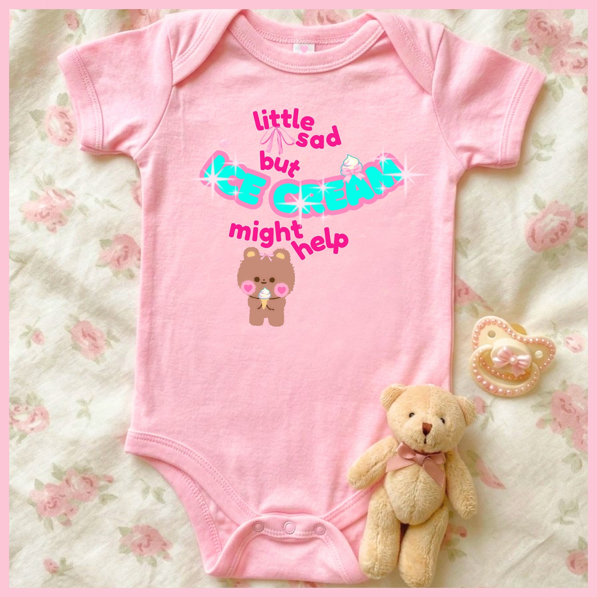 Little sad but ice cream might help🩷Super Soft🪽Onesie🩷 product image (1)