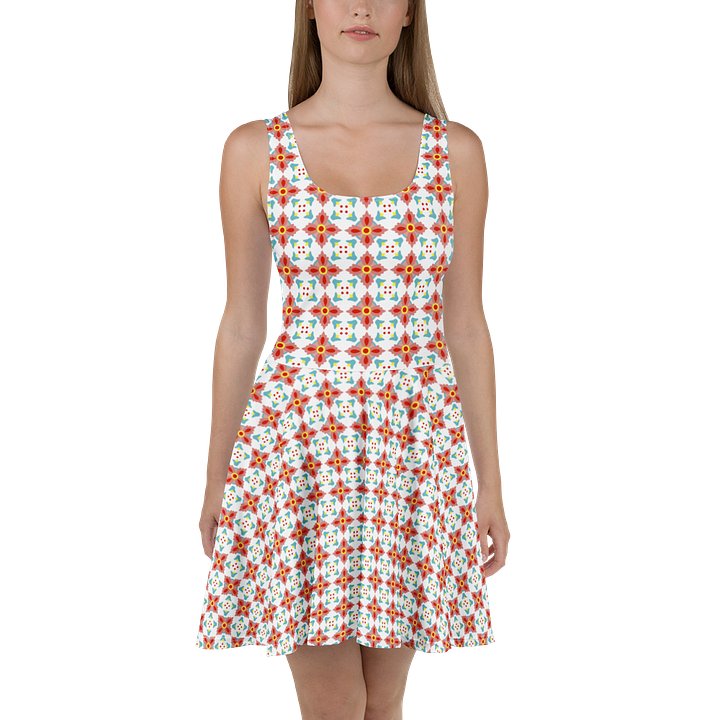 Retro Red Yellow & Cyan Floral Dress product image (1)