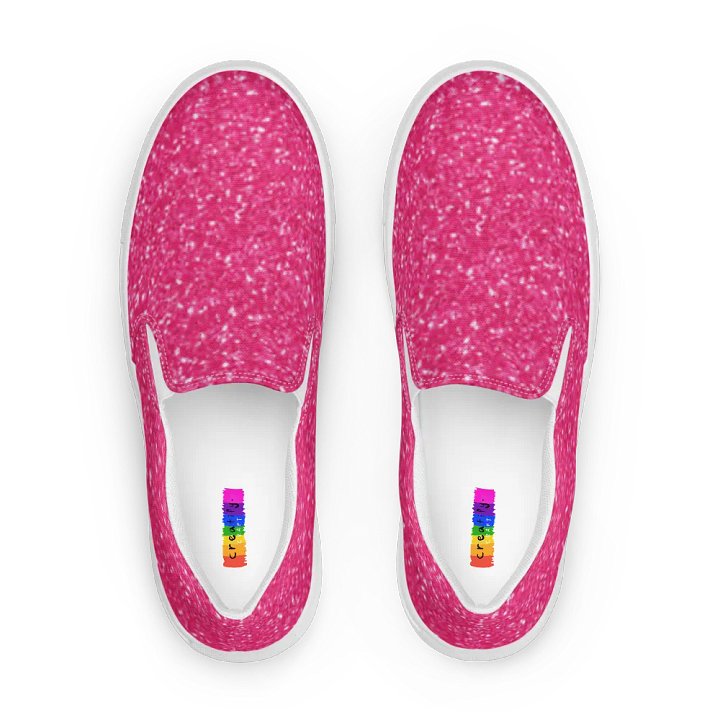 Sparkling Pink Glitter Women's Slip-On Shoes product image (1)